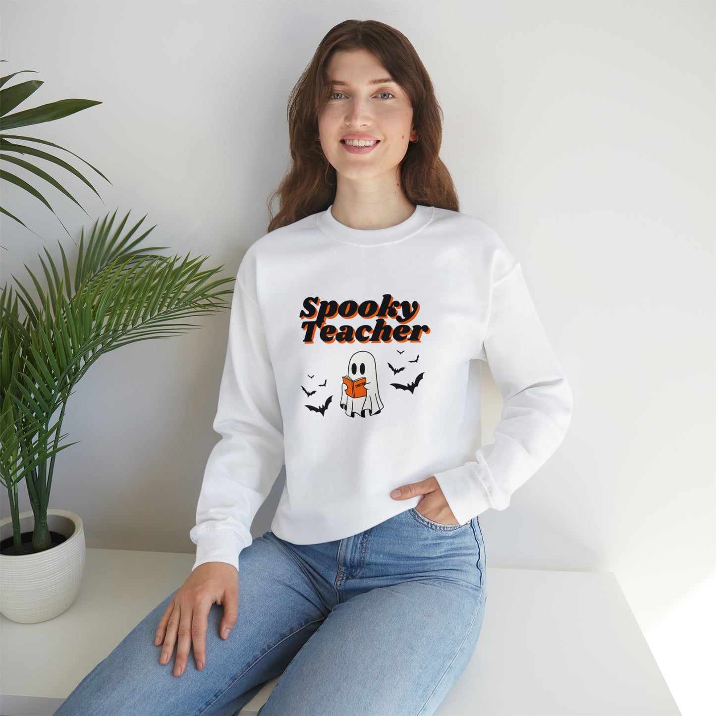 Spooky Teacher, Unisex Heavy Blend Crewneck Sweatshirt