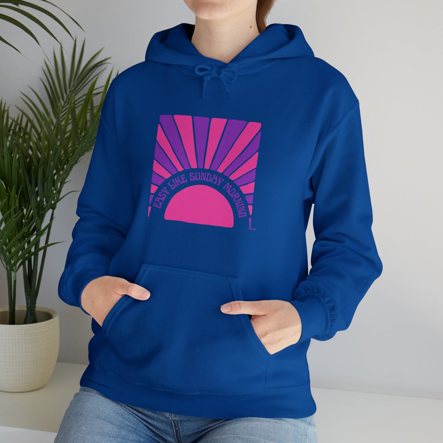 Easy Like Sunday Morning Pink & Purple, Unisex Heavy Blend Hooded Sweatshirt