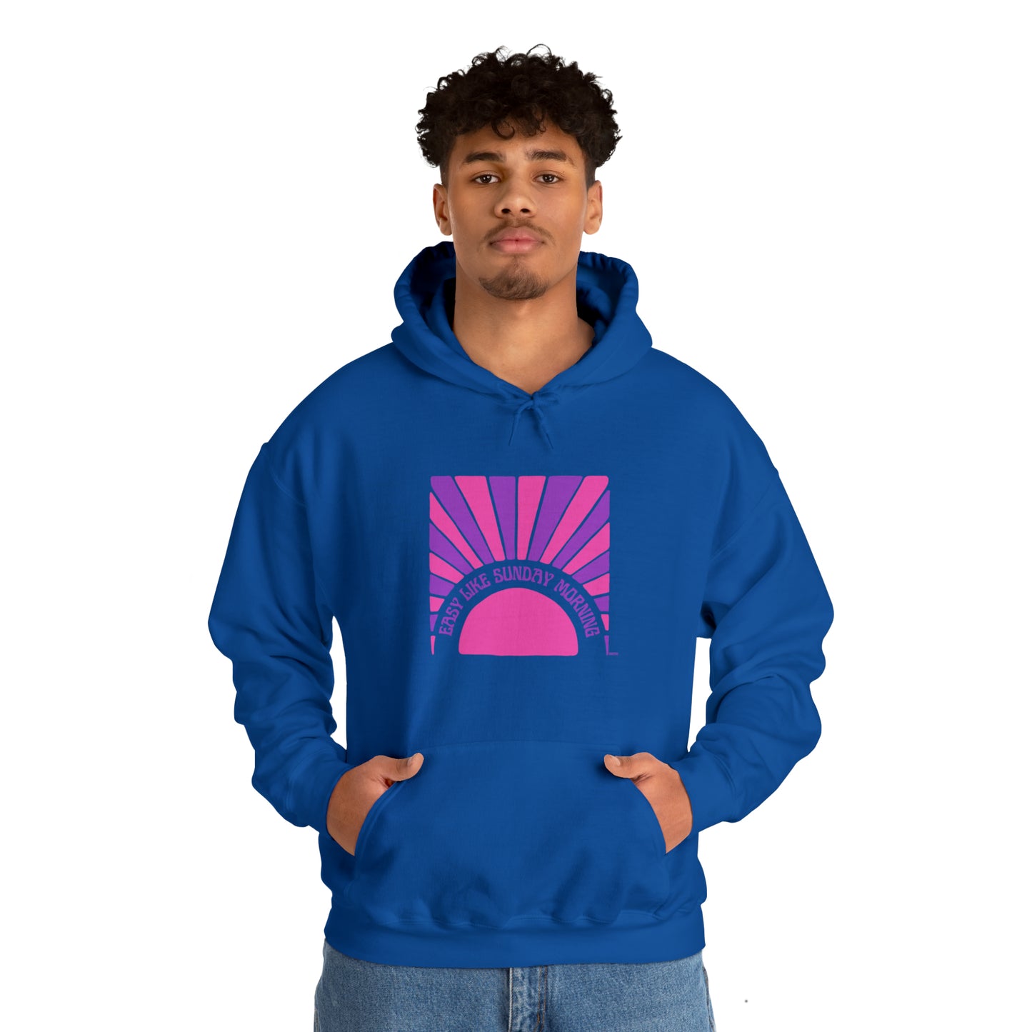 Easy Like Sunday Morning Pink & Purple, Unisex Heavy Blend Hooded Sweatshirt