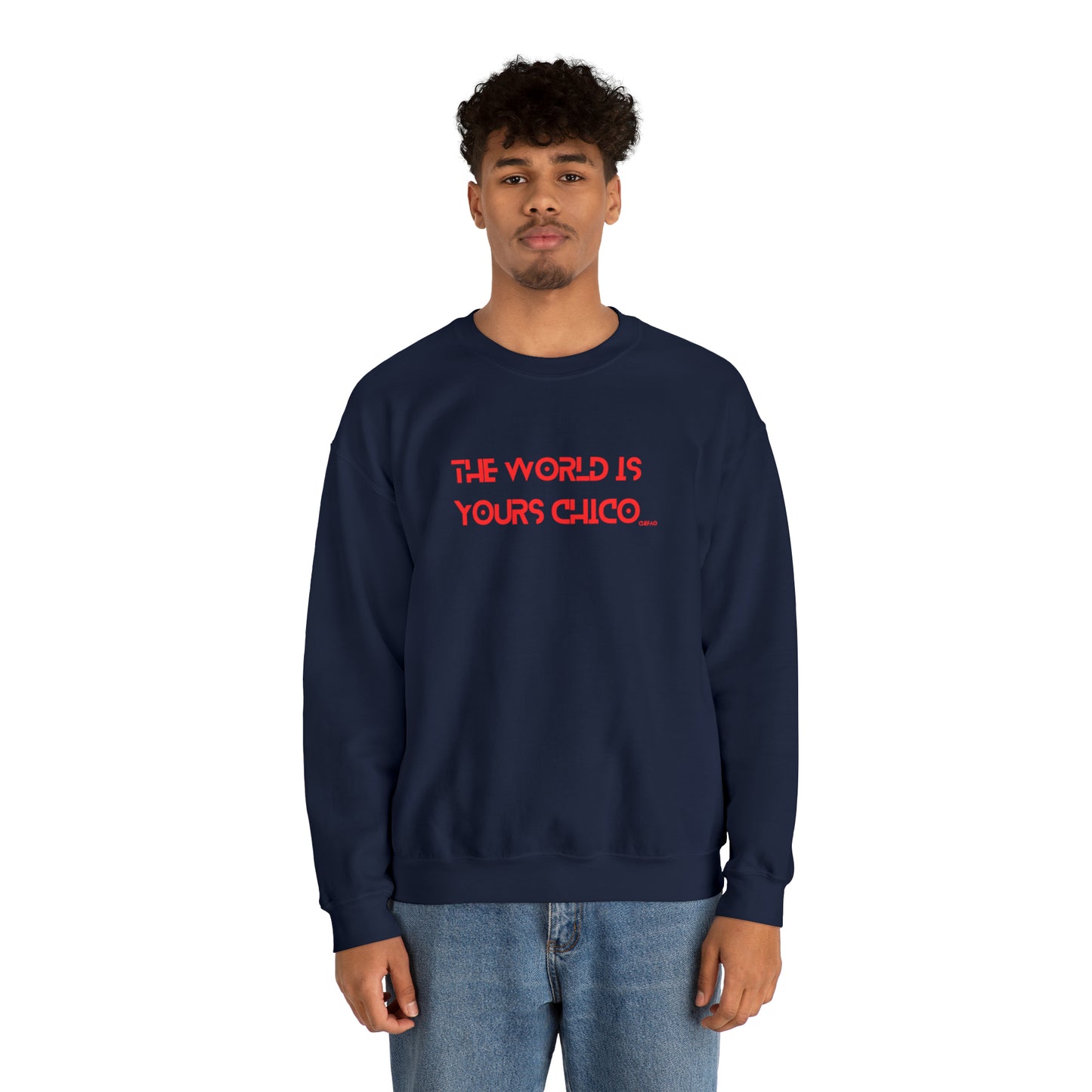 The World is Yours Chico, Unisex Heavy Blend Crewneck Sweatshirt