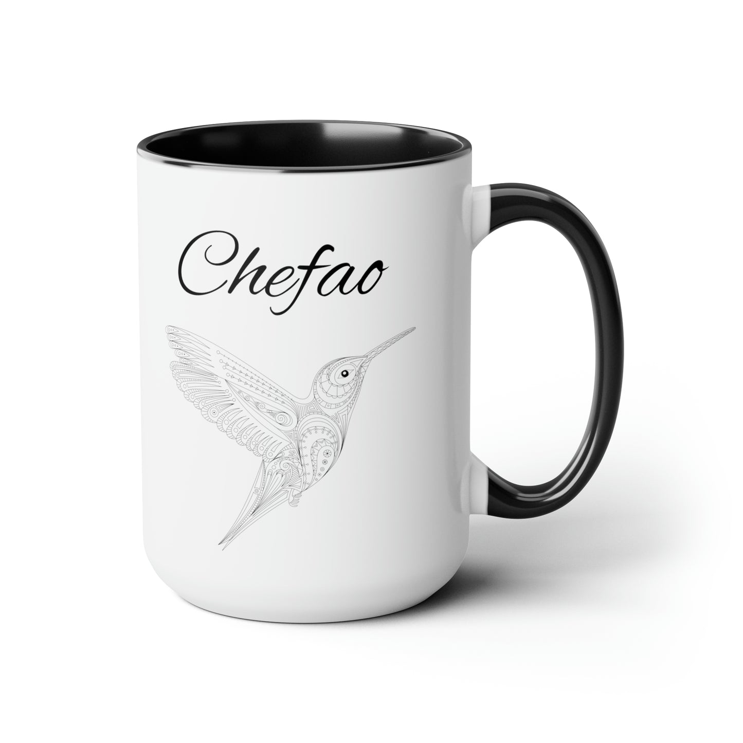 Chefao Mandala Hummingbird I, Two-Tone Coffee Mugs, 15oz