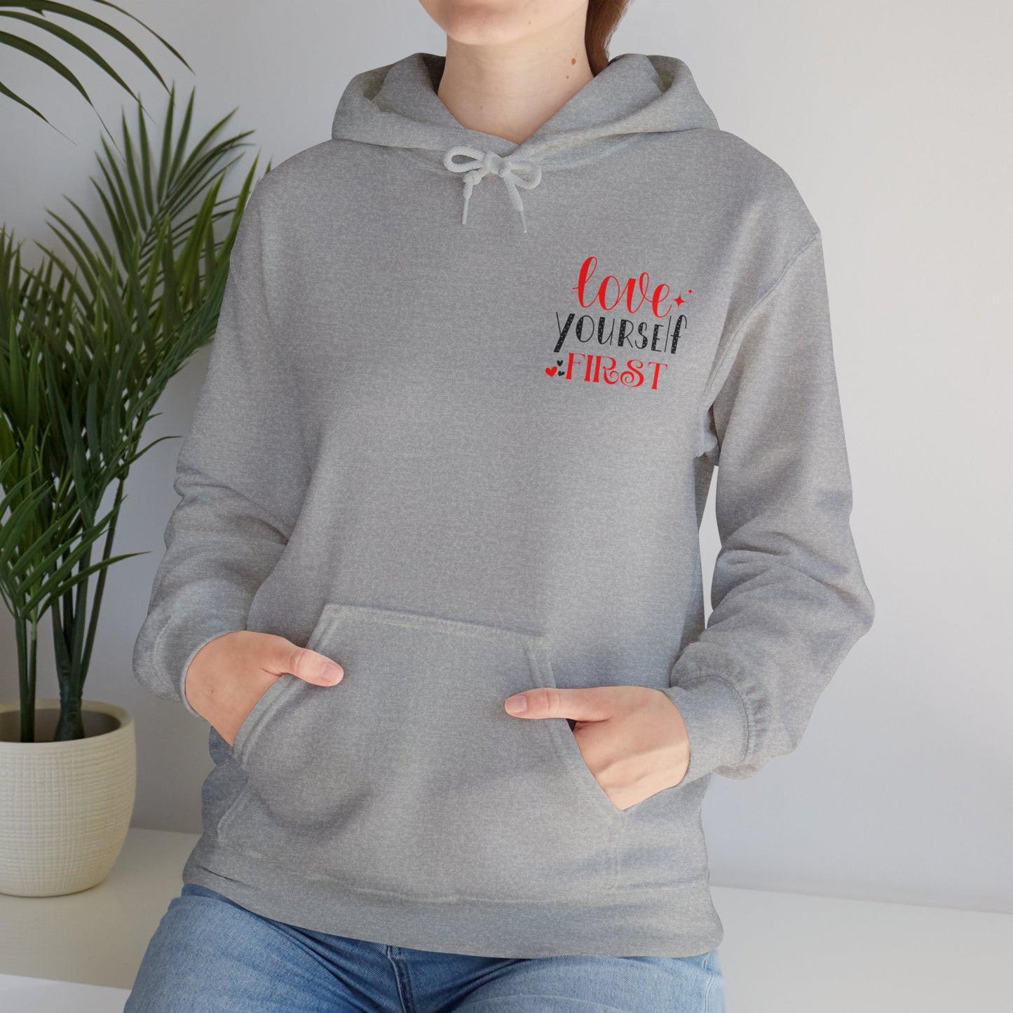 Love Yourself First I, Unisex Heavy Blend Hooded Sweatshirt