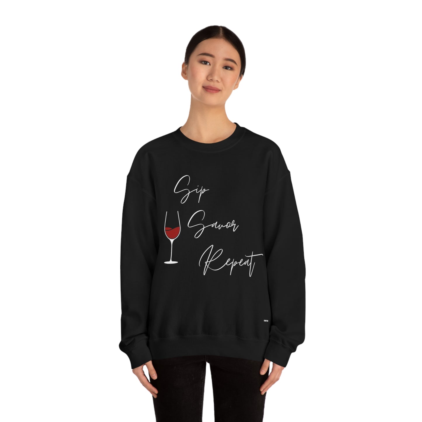 Sip, Savor, Repeat, Unisex Heavy Blend Crewneck Sweatshirt