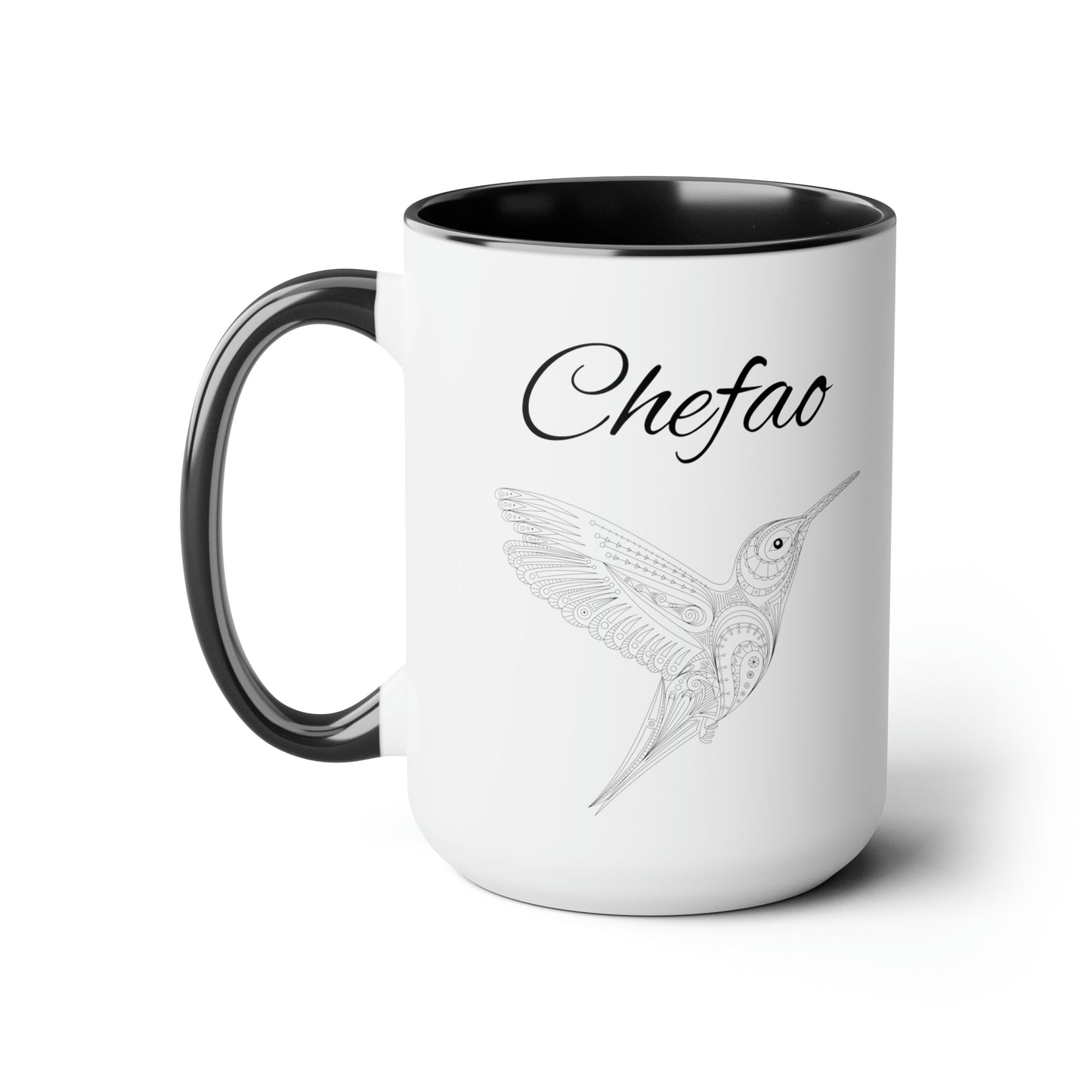Chefao Mandala Hummingbird I, Two-Tone Coffee Mugs, 15oz