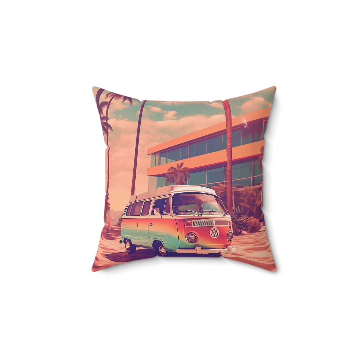 Retro Summer in Miami, Spun Polyester Square Pillow