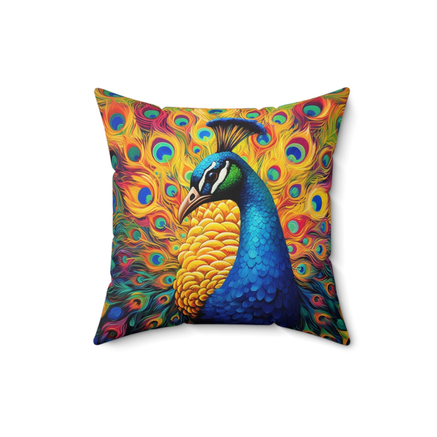 Peacock, Spun Polyester Square Pillow