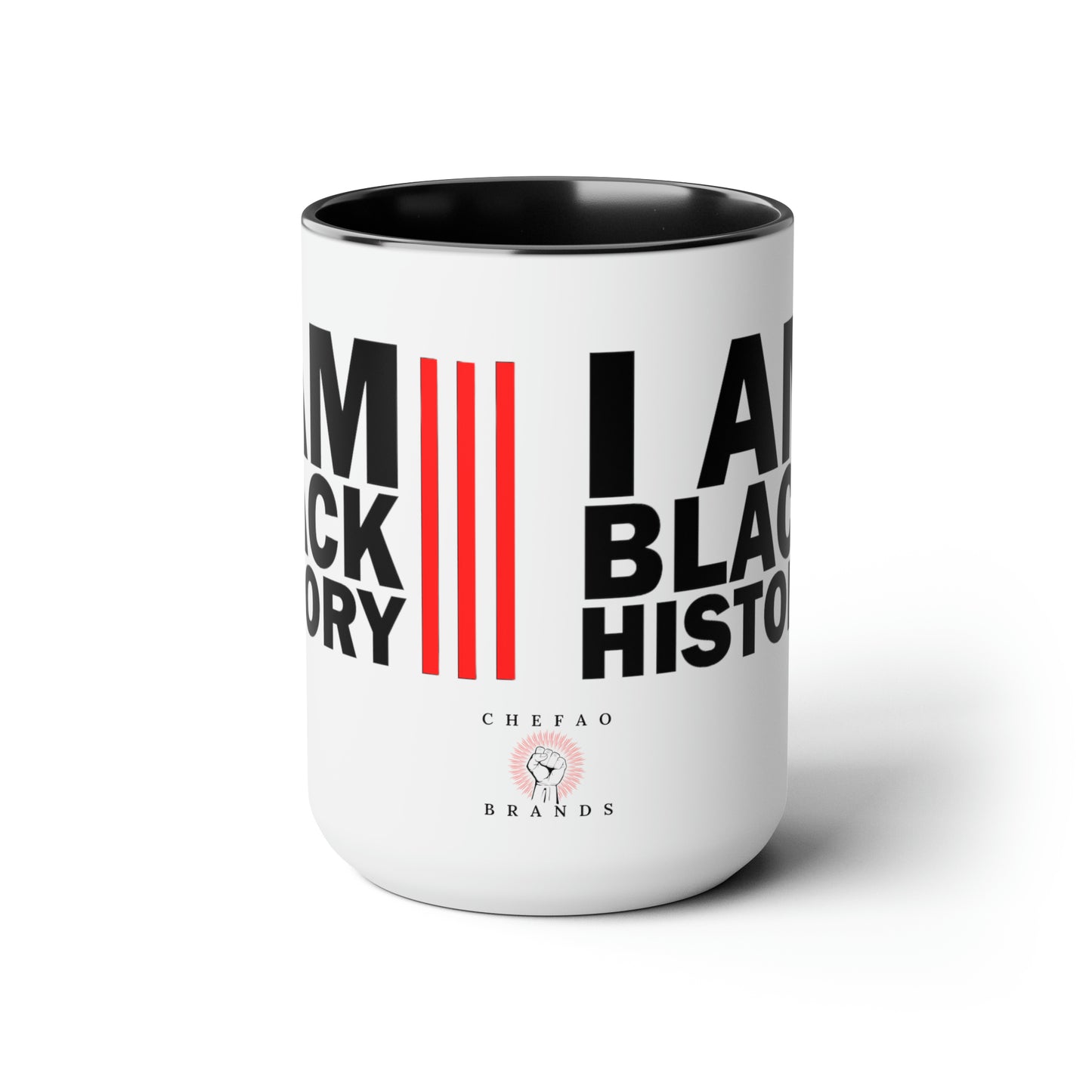 Chefao I Am Black History I, Two-Tone Coffee Mugs, 15oz