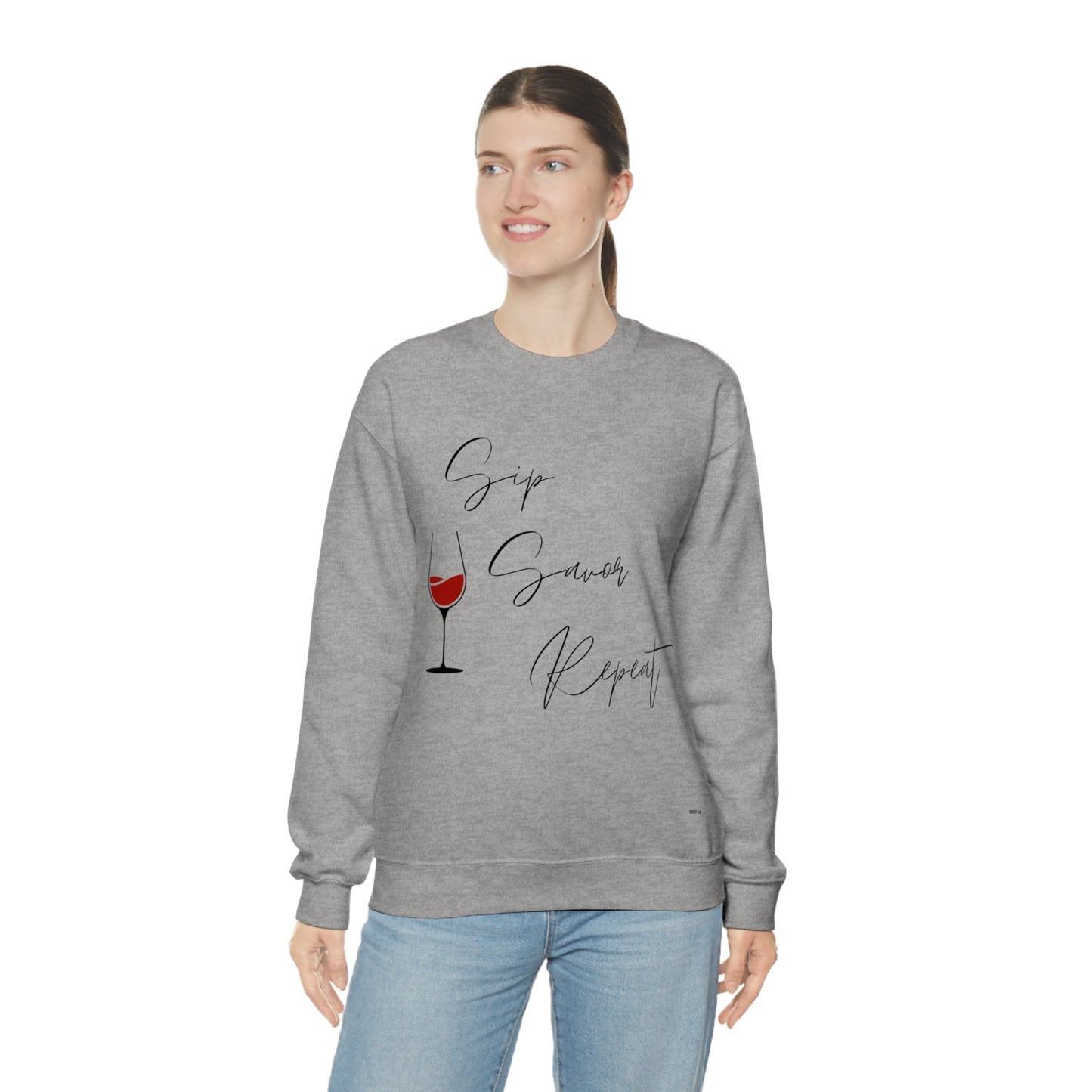 Sip, Savor, Repeat, Unisex Heavy Blend Crewneck Sweatshirt