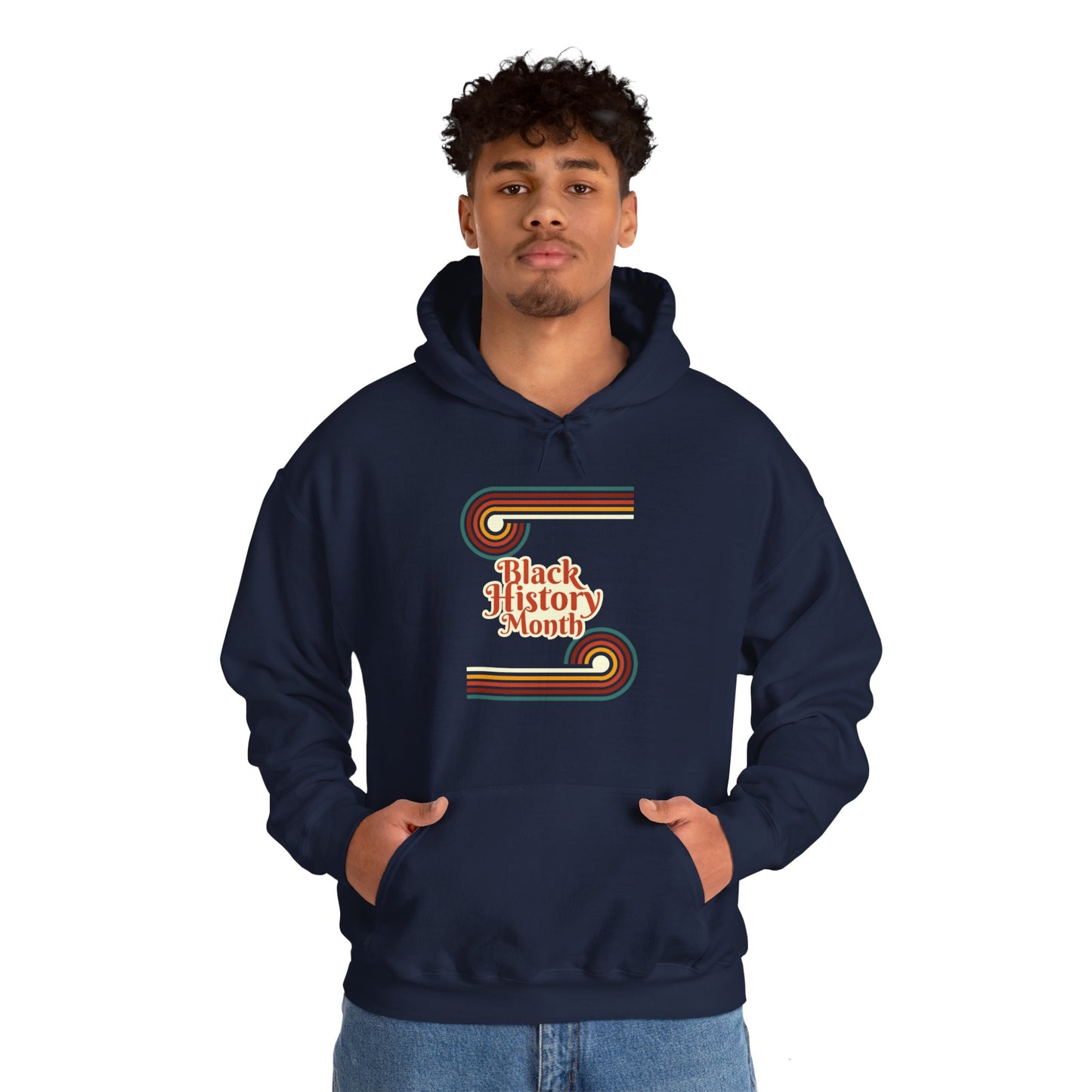 Chefao Retro Black History Month Emblem I, Unisex Heavy Blend Hooded Sweatshirt