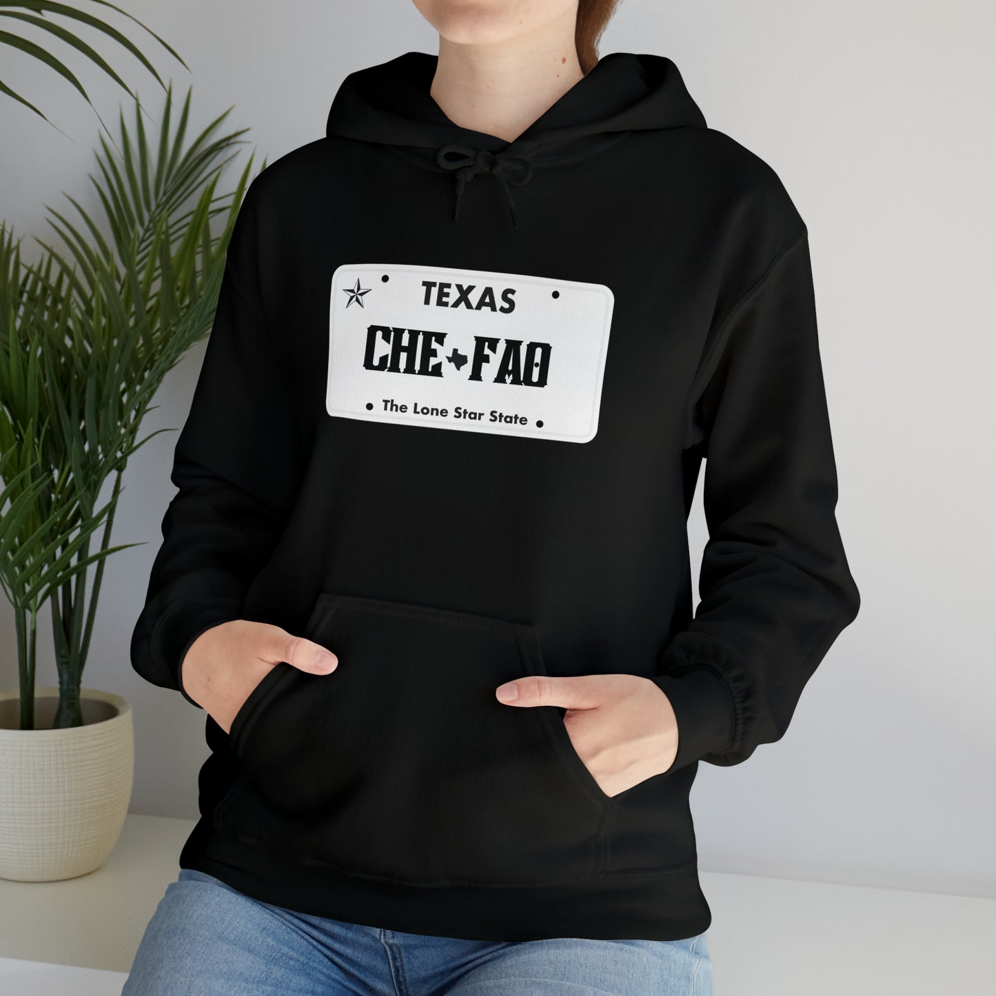 Chefao Texas License Plate I, Unisex Heavy Blend Hooded Sweatshirt