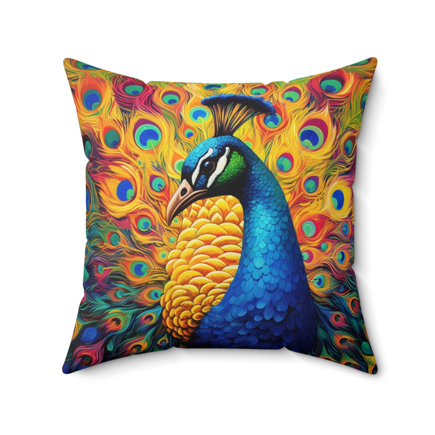 Peacock, Spun Polyester Square Pillow