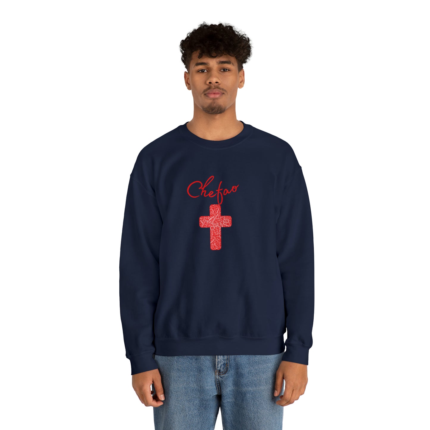 Chefao Cross I Red, Unisex Heavy Blend Crewneck Sweatshirt