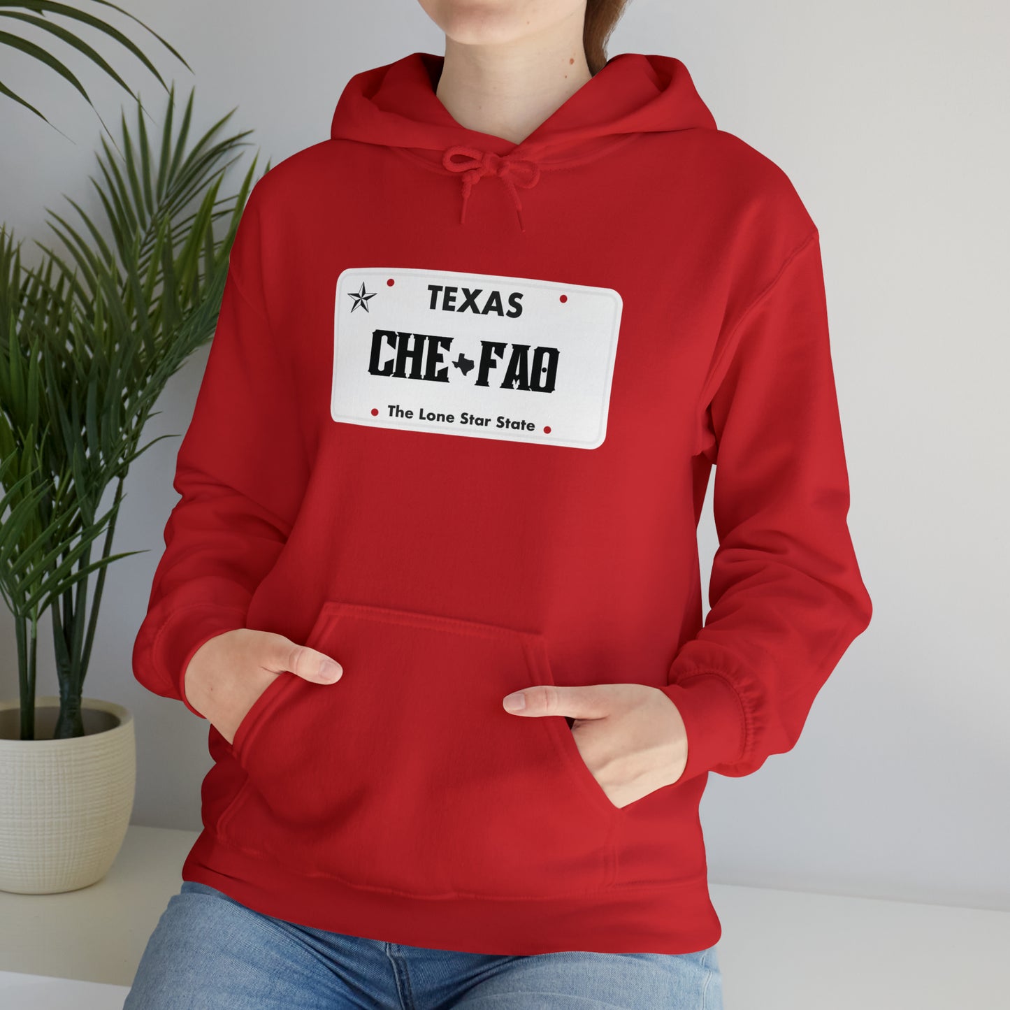 Chefao Texas License Plate I, Unisex Heavy Blend Hooded Sweatshirt