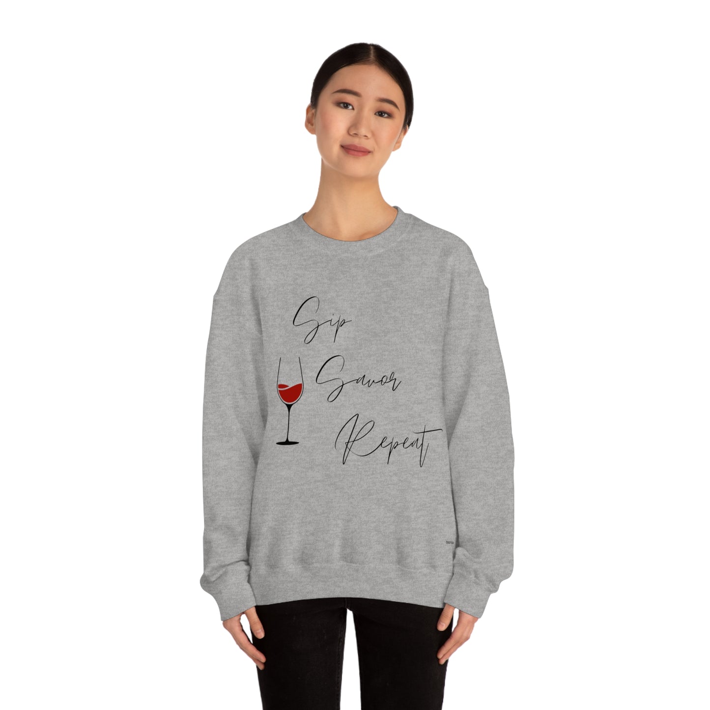 Sip, Savor, Repeat, Unisex Heavy Blend Crewneck Sweatshirt