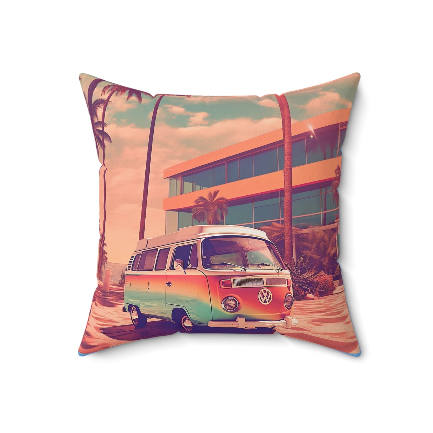 Retro Summer in Miami, Spun Polyester Square Pillow