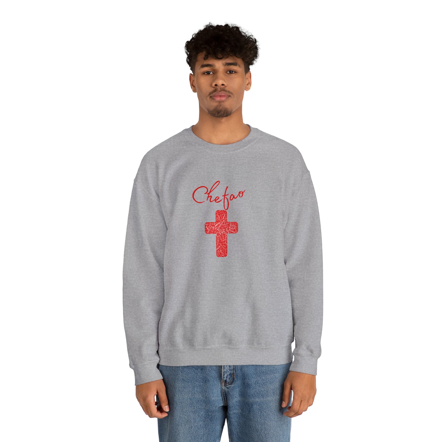 Chefao Cross I Red, Unisex Heavy Blend Crewneck Sweatshirt