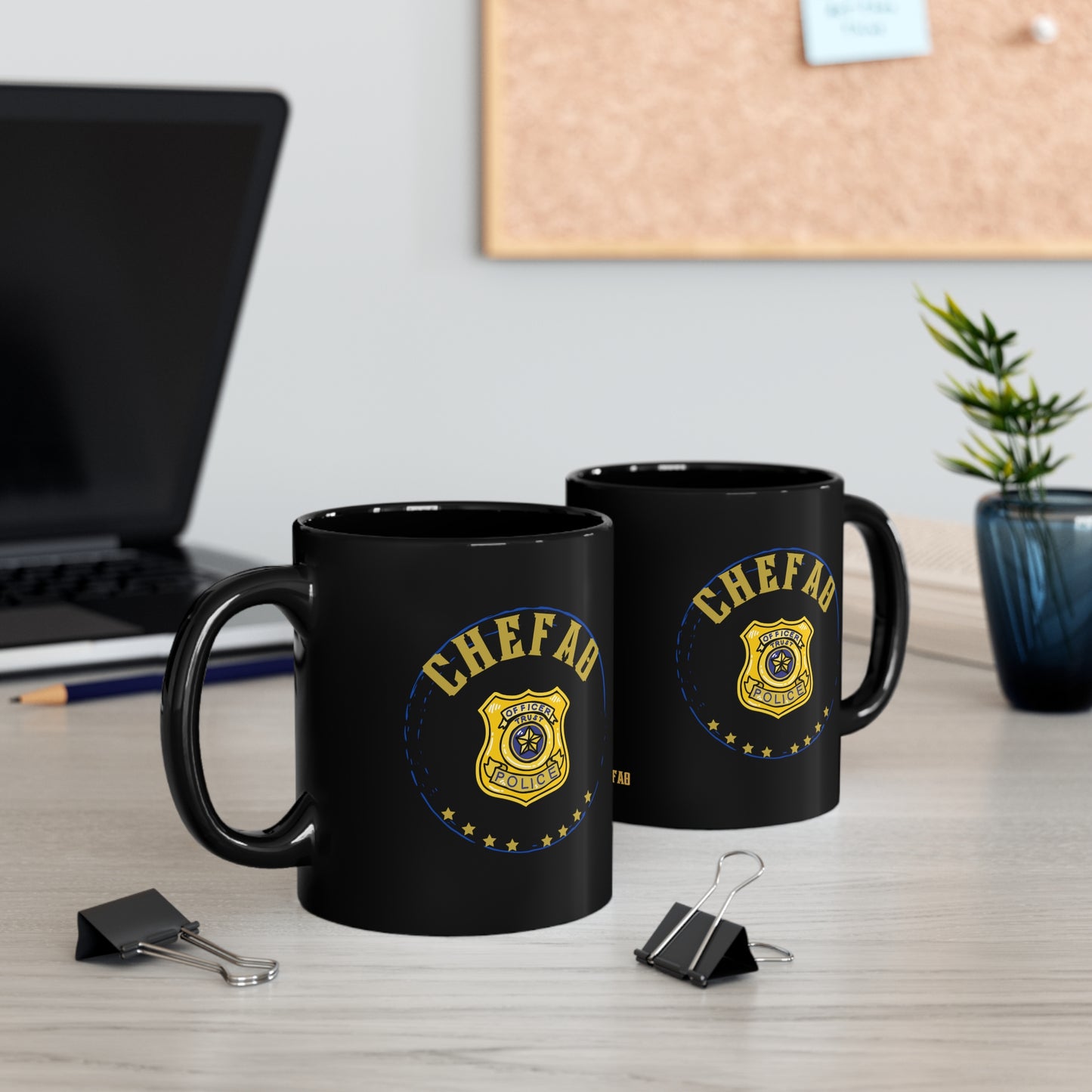 Chefao Police I, Black Coffee Mug, 11oz