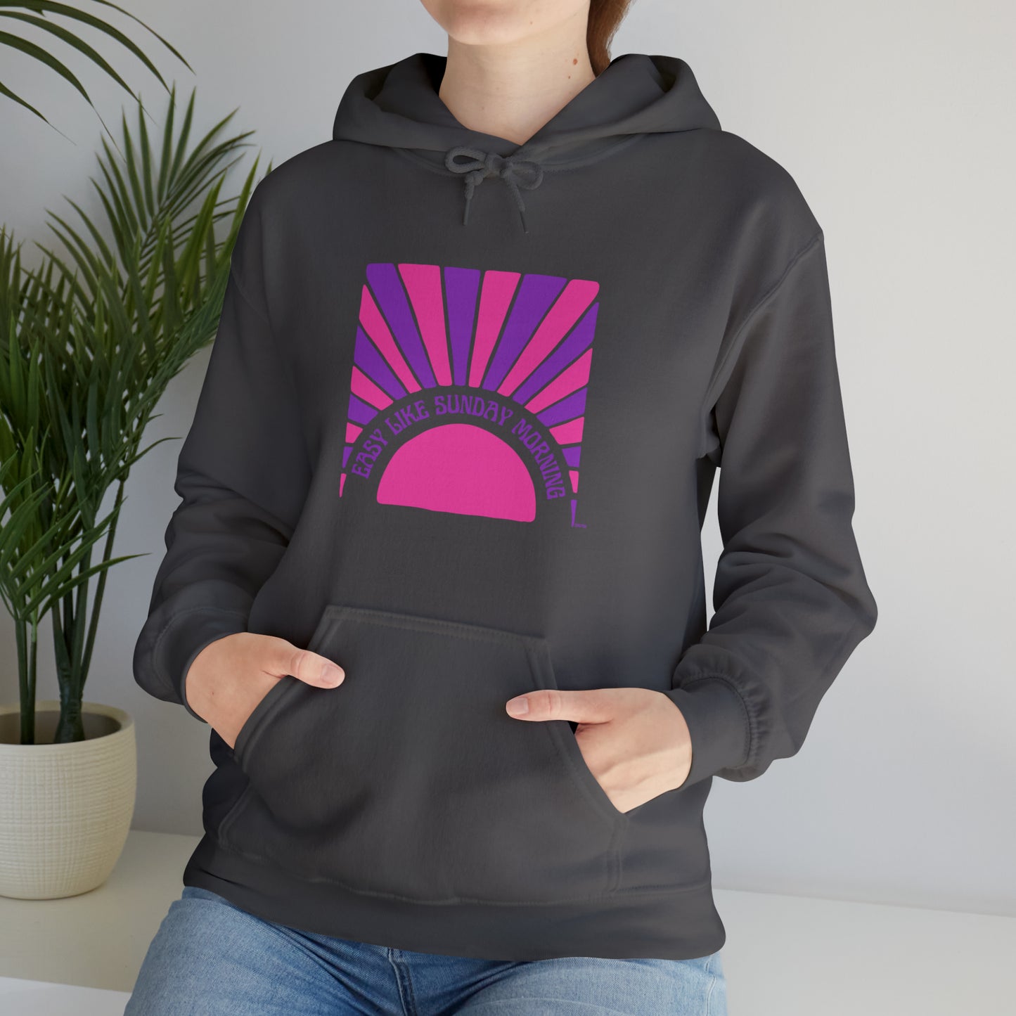 Easy Like Sunday Morning Pink & Purple, Unisex Heavy Blend Hooded Sweatshirt