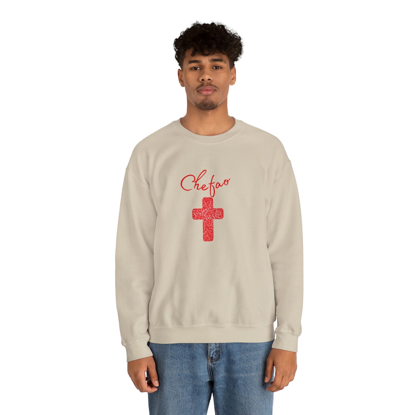 Chefao Cross I Red, Unisex Heavy Blend Crewneck Sweatshirt