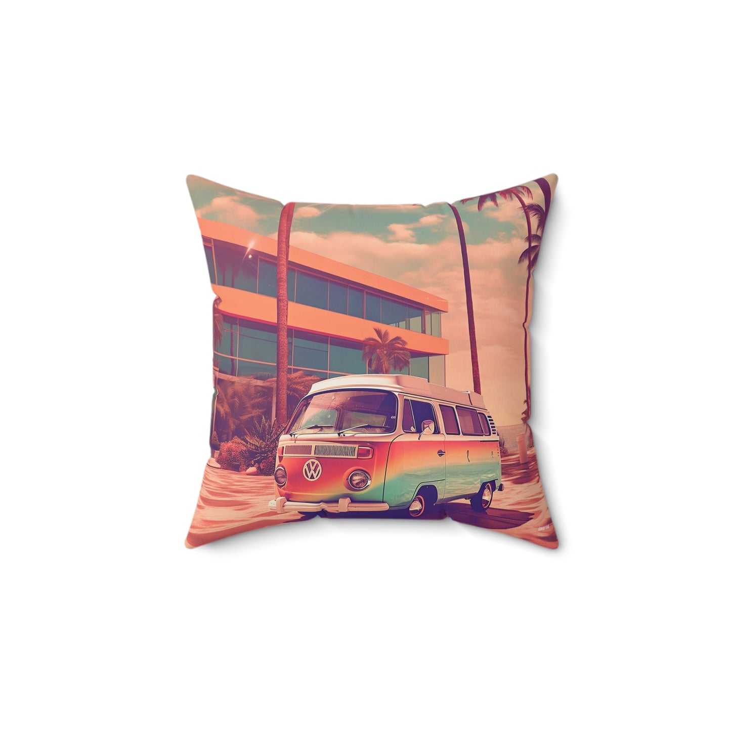 Retro Summer in Miami, Spun Polyester Square Pillow