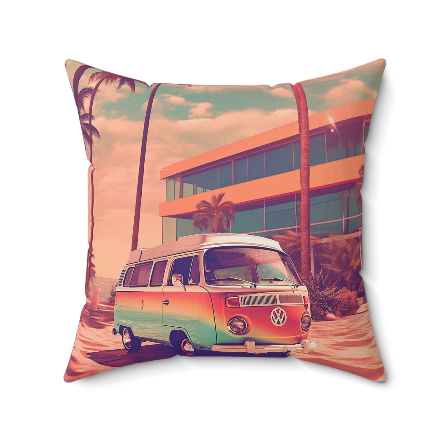 Retro Summer in Miami, Spun Polyester Square Pillow