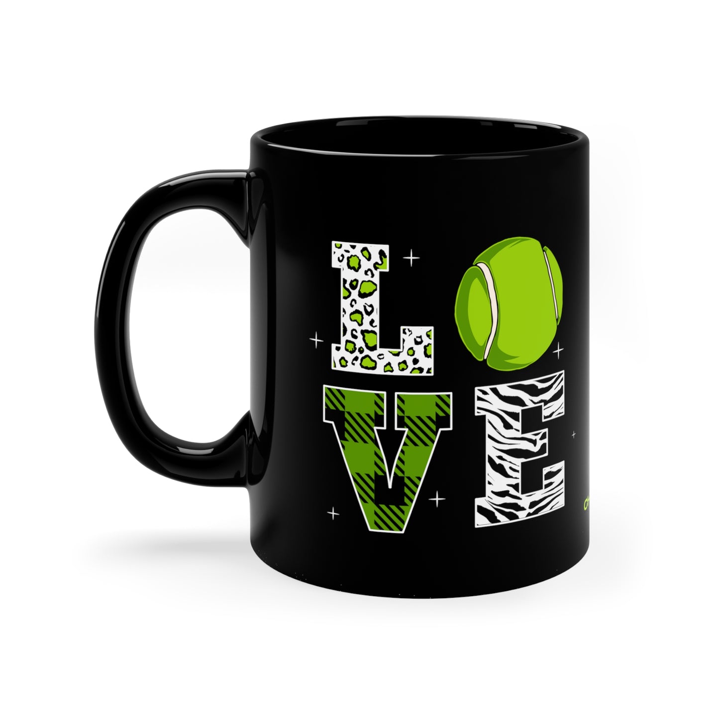 Chefao Love Tennis I, Black Coffee Mug, 11oz