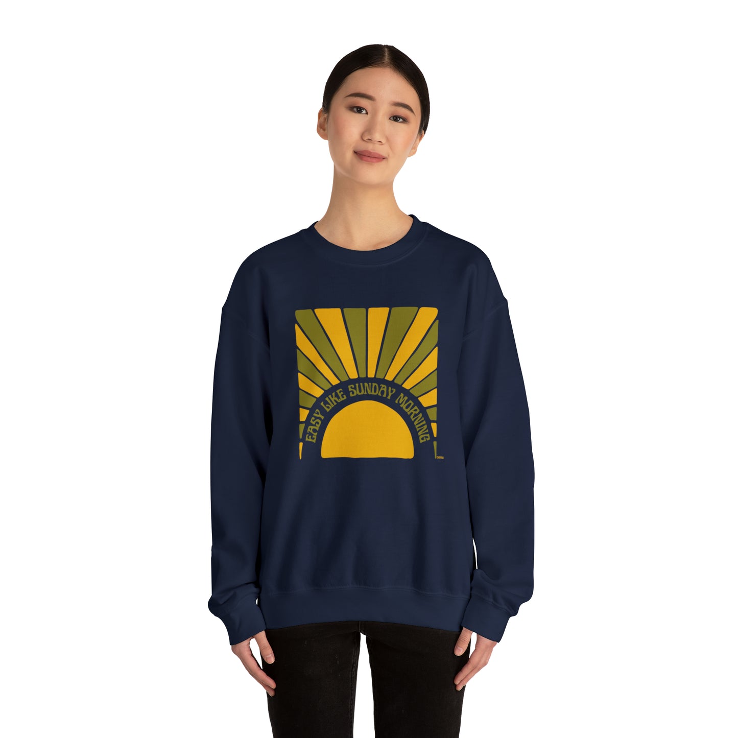 Easy Like Sunday Morning Green & Yellow, Unisex Heavy Blend Crewneck Sweatshirt