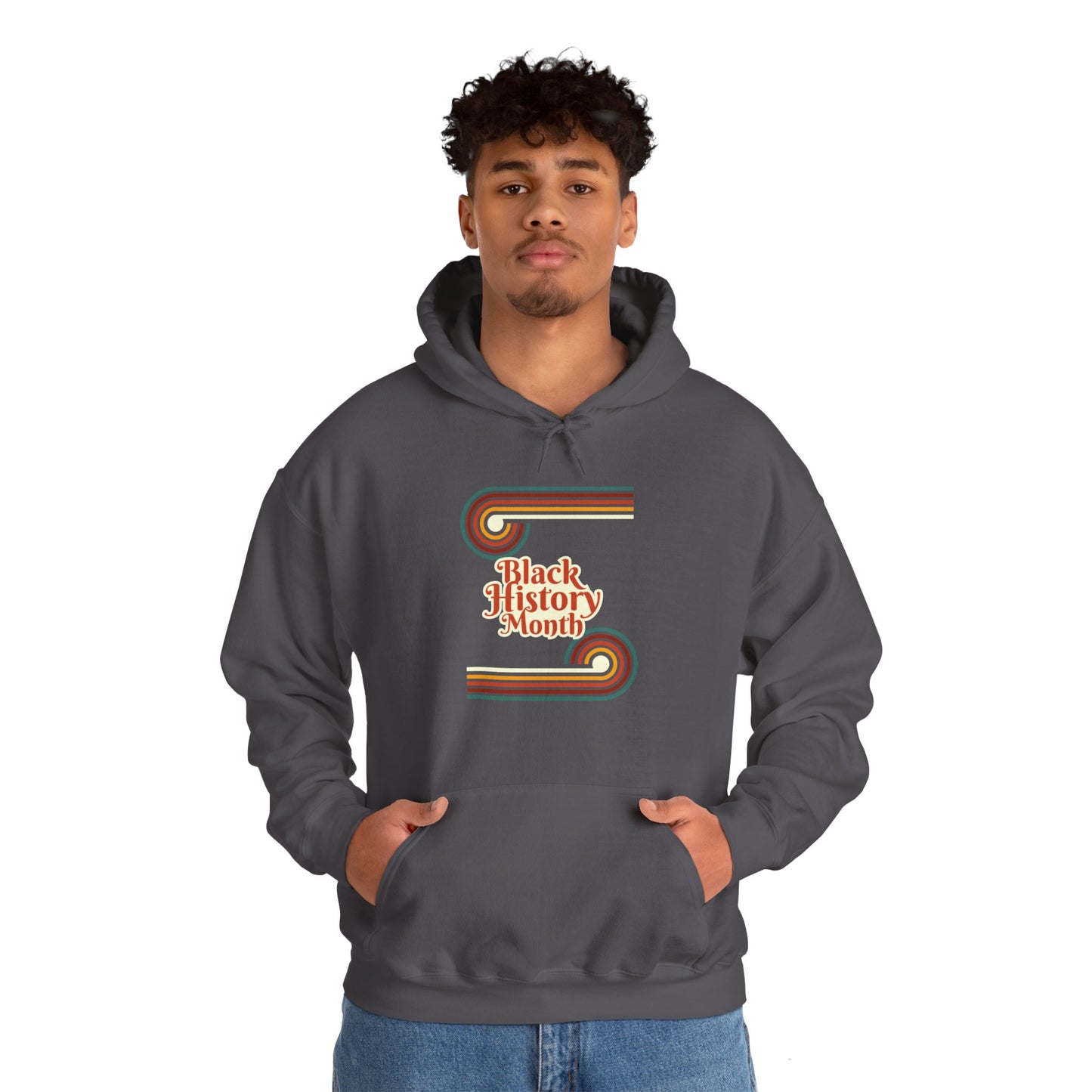 Chefao Retro Black History Month Emblem I, Unisex Heavy Blend Hooded Sweatshirt