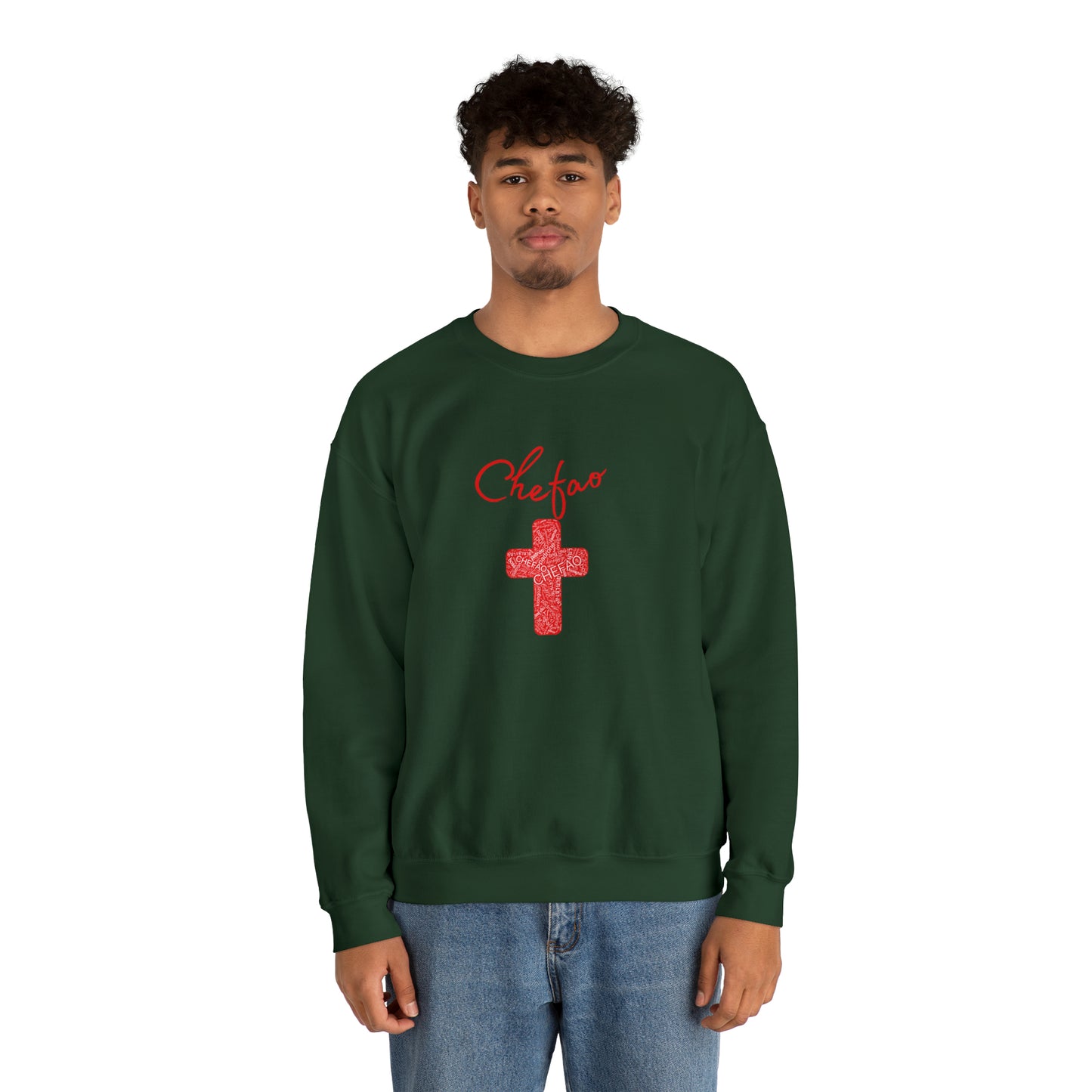 Chefao Cross I Red, Unisex Heavy Blend Crewneck Sweatshirt