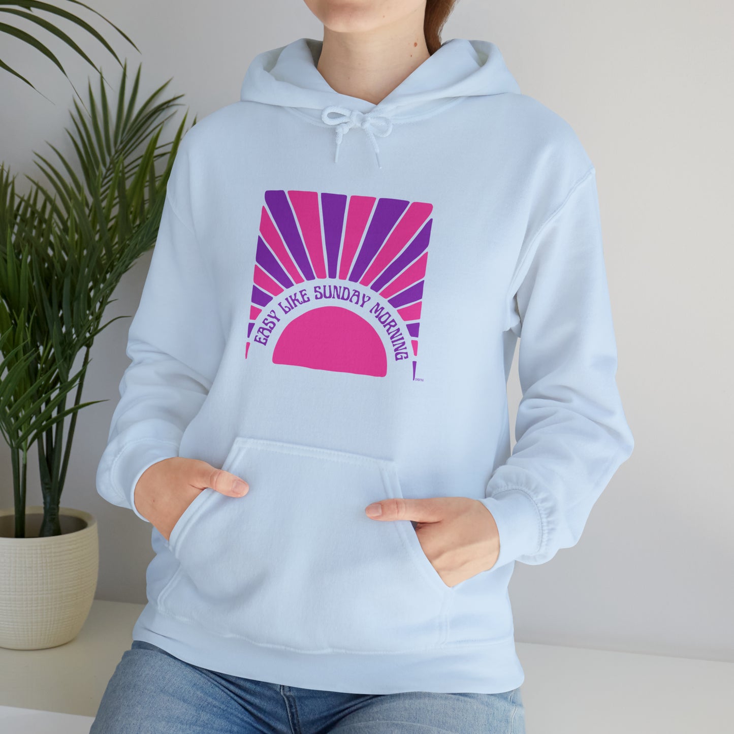 Easy Like Sunday Morning Pink & Purple, Unisex Heavy Blend Hooded Sweatshirt