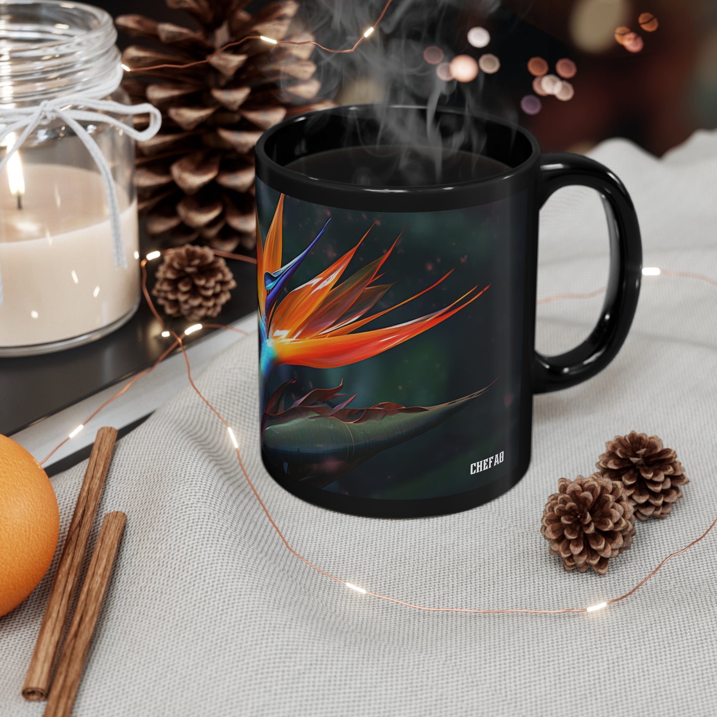 Bird of Paradise, 11oz Black Coffee Mug