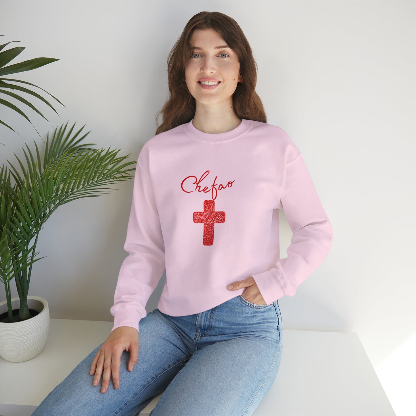 Chefao Cross I Red, Unisex Heavy Blend Crewneck Sweatshirt