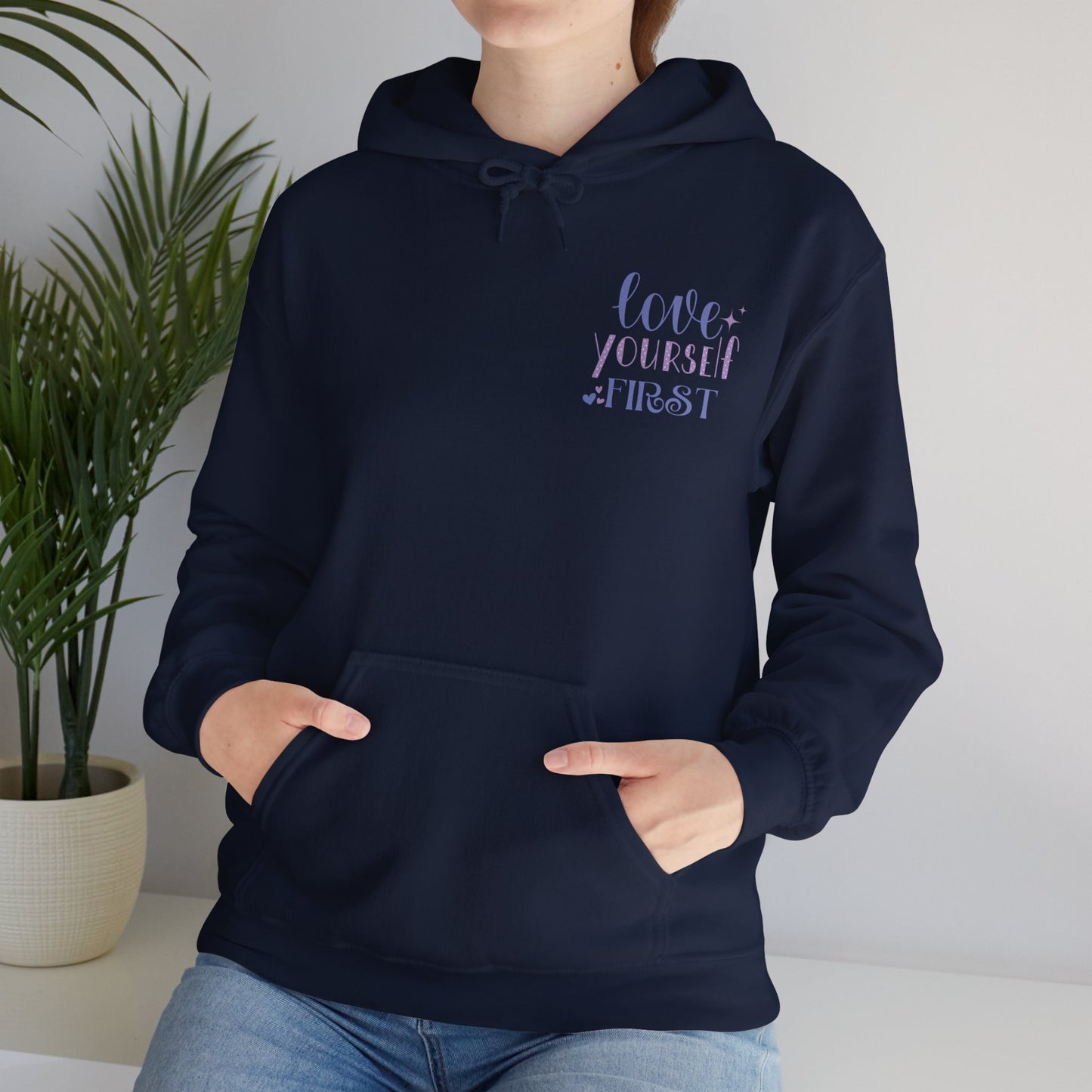 Love Yourself First I, Unisex Heavy Blend Hooded Sweatshirt