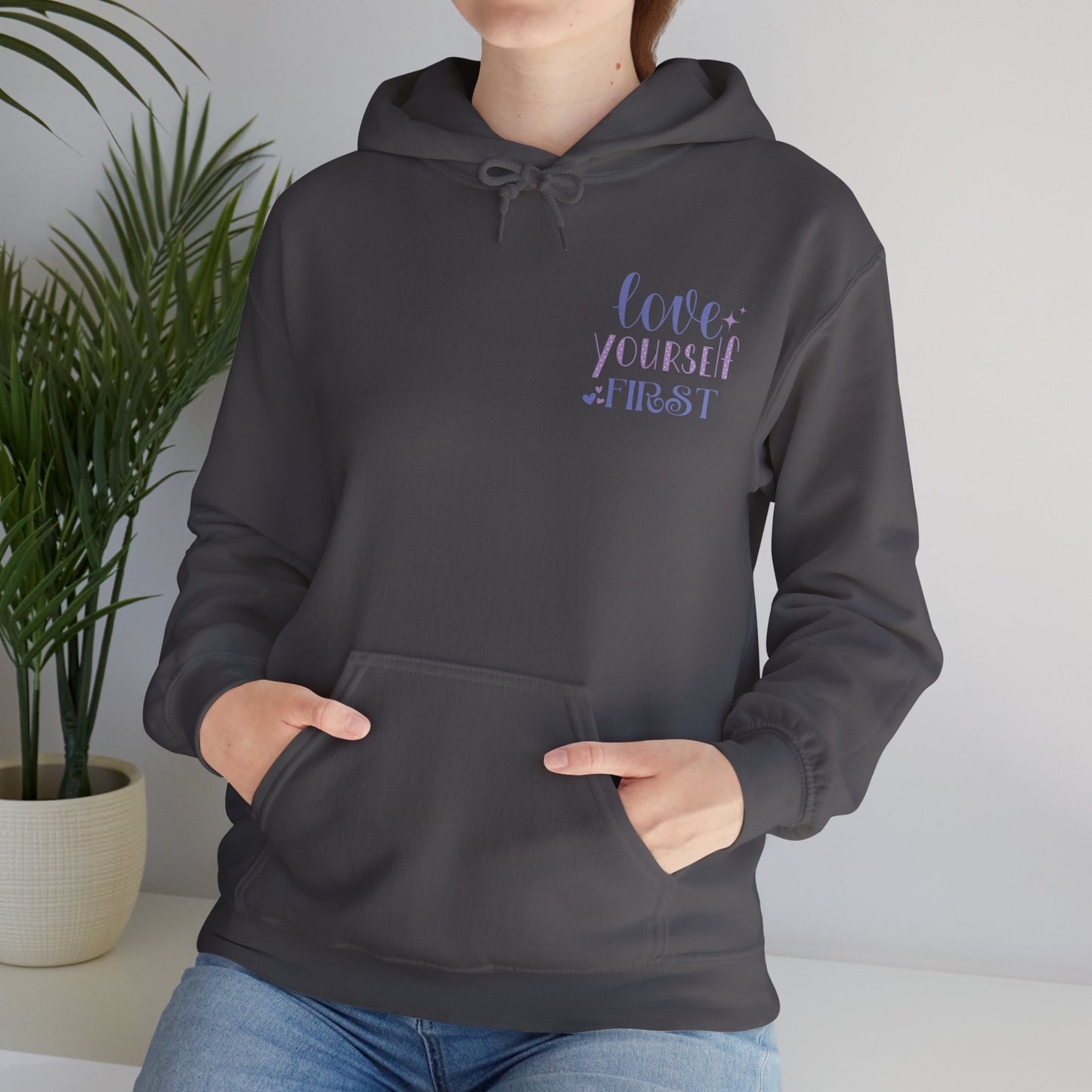Love Yourself First I, Unisex Heavy Blend Hooded Sweatshirt