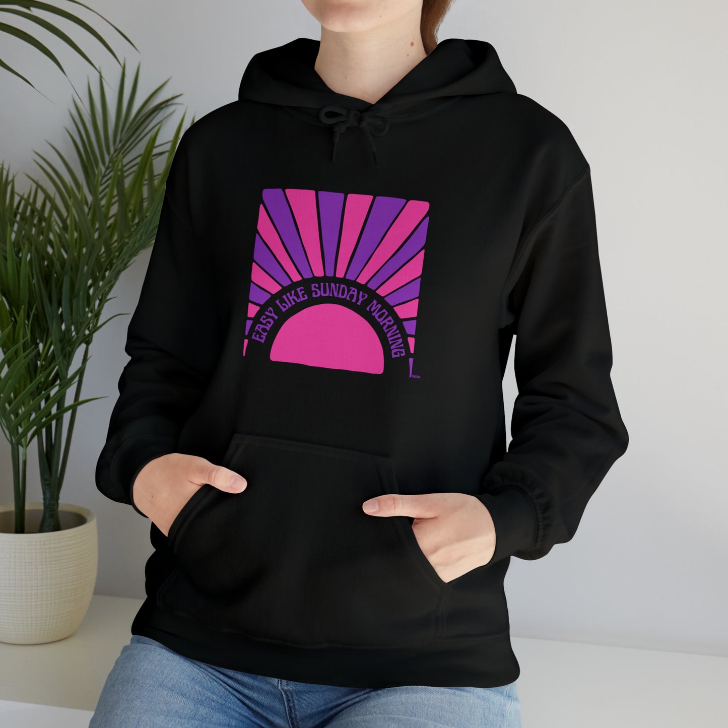Easy Like Sunday Morning Pink & Purple, Unisex Heavy Blend Hooded Sweatshirt
