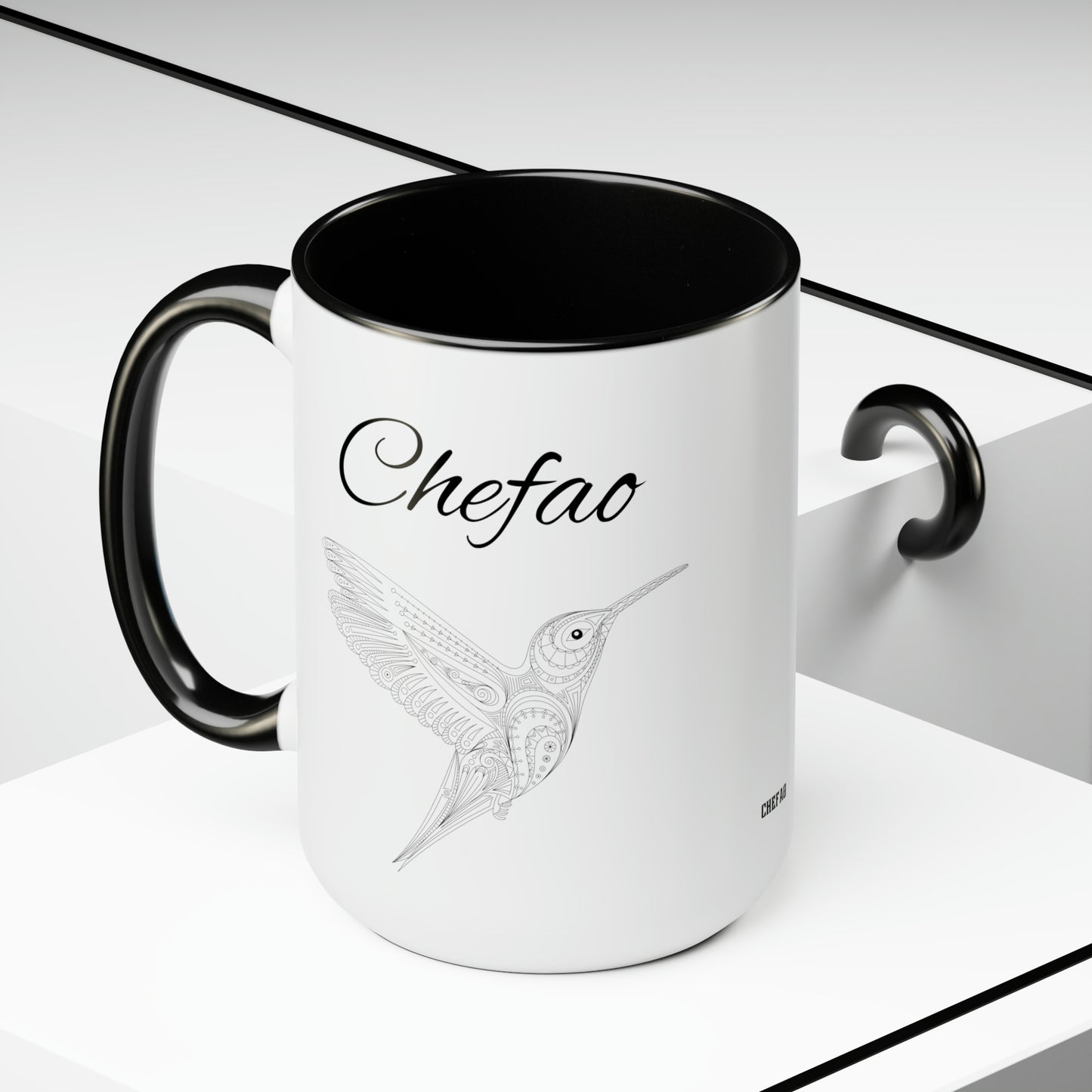 Chefao Mandala Hummingbird I, Two-Tone Coffee Mugs, 15oz