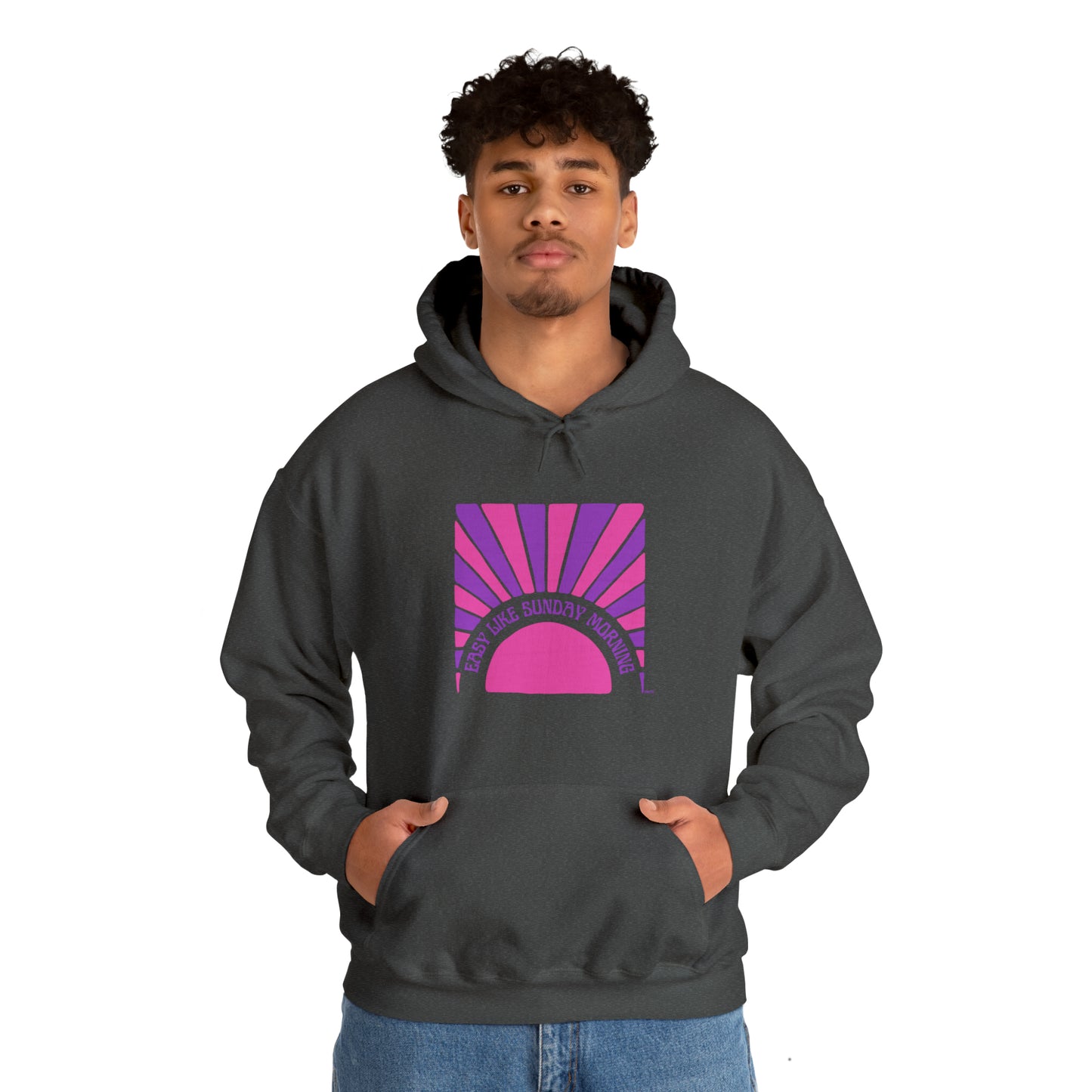 Easy Like Sunday Morning Pink & Purple, Unisex Heavy Blend Hooded Sweatshirt