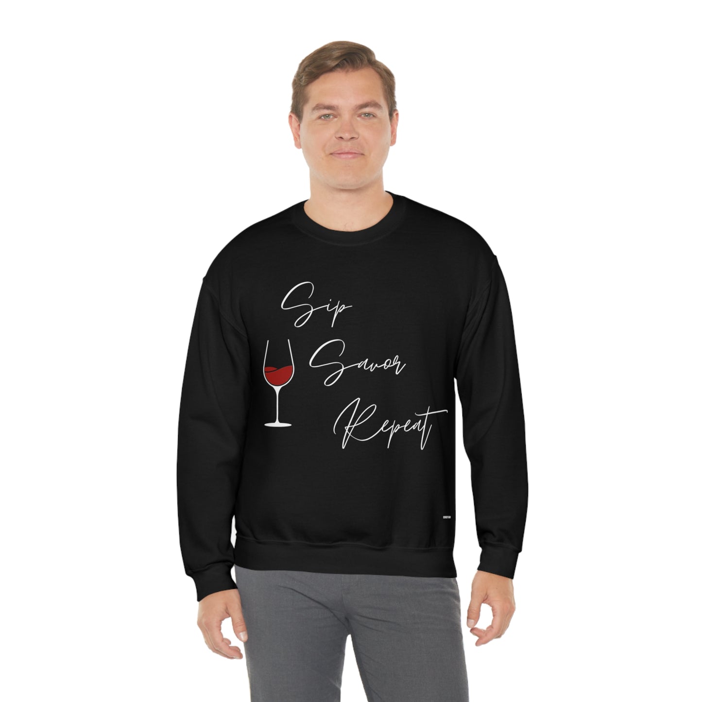 Sip, Savor, Repeat, Unisex Heavy Blend Crewneck Sweatshirt