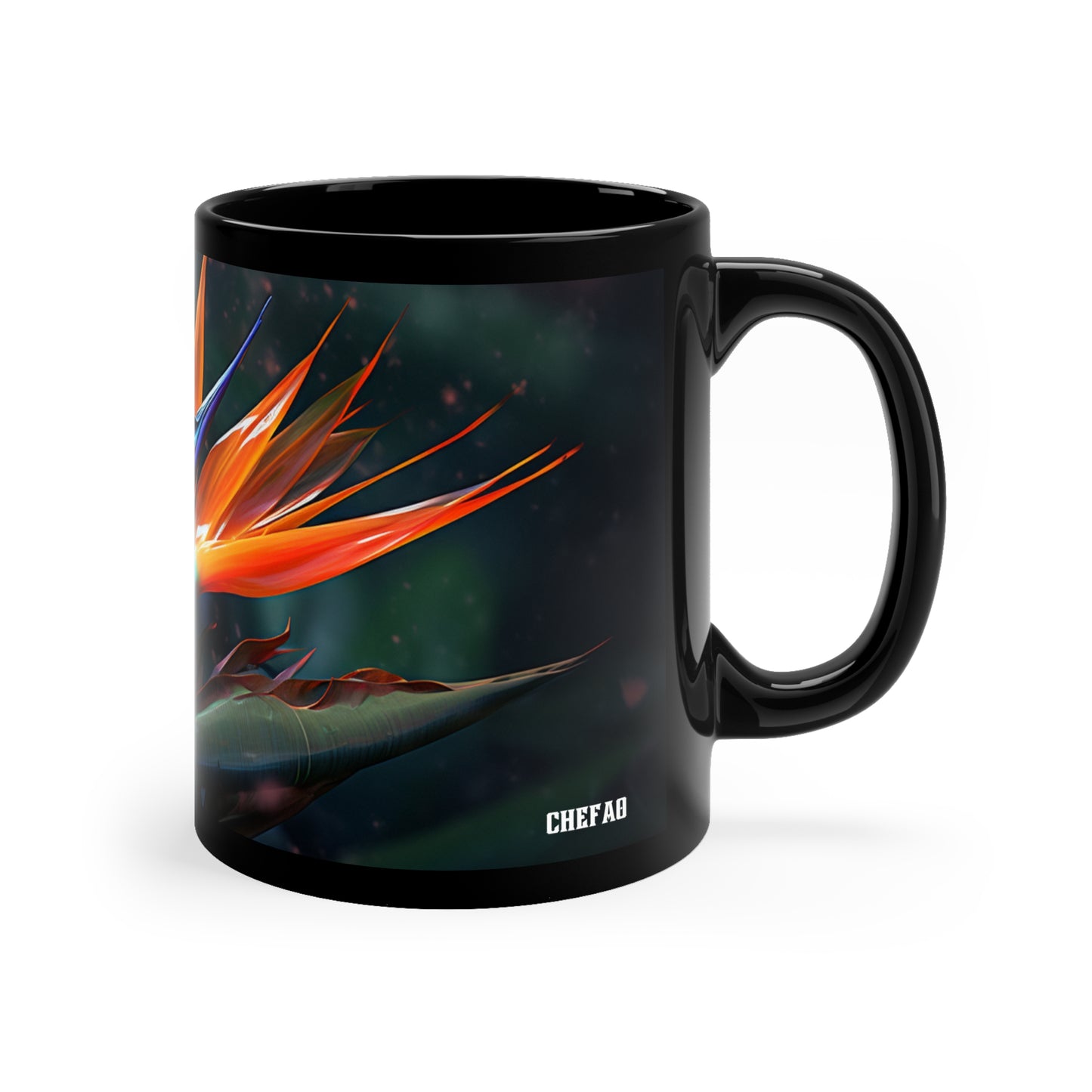 Bird of Paradise, 11oz Black Coffee Mug
