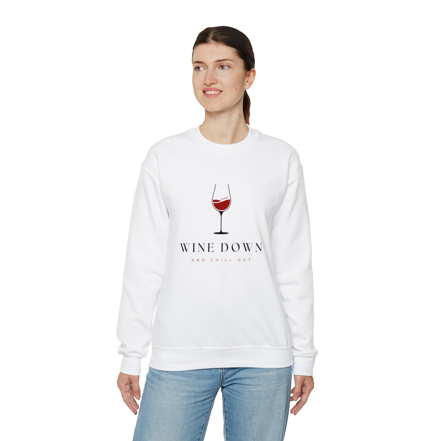 Wine Down and Chill Out, Unisex Heavy Blend Crewneck Sweatshirt
