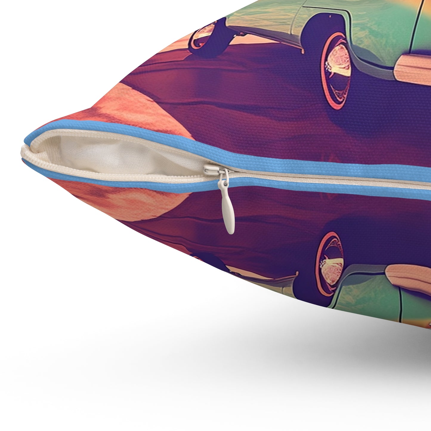 Retro Summer in Miami, Spun Polyester Square Pillow