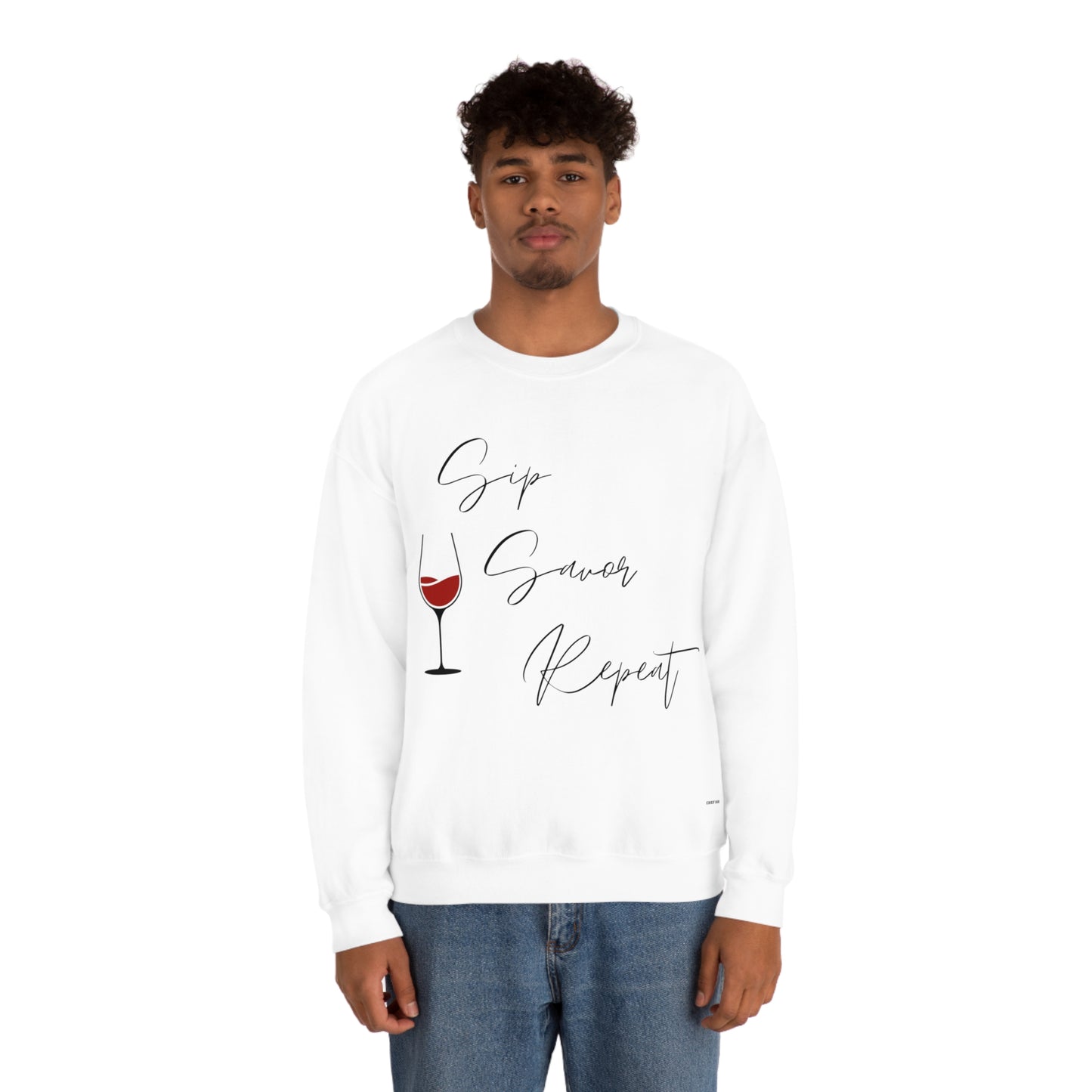 Sip, Savor, Repeat, Unisex Heavy Blend Crewneck Sweatshirt