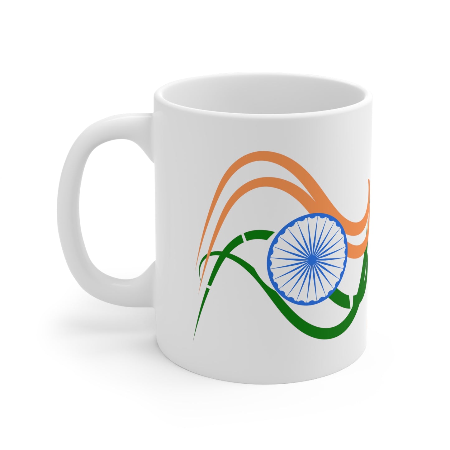 Sleek Indian Flag Design, White Coffee Mug, 11oz