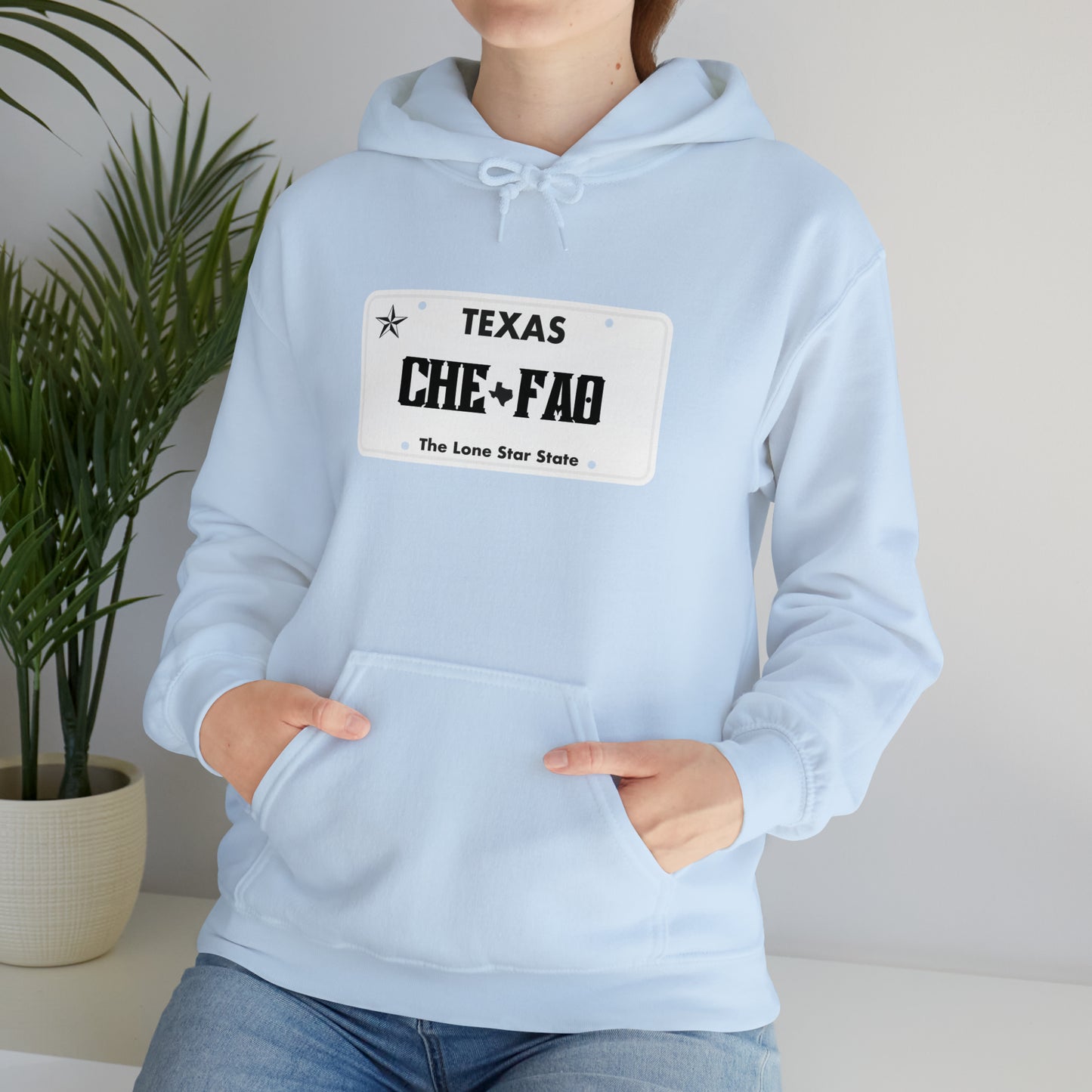 Chefao Texas License Plate I, Unisex Heavy Blend Hooded Sweatshirt