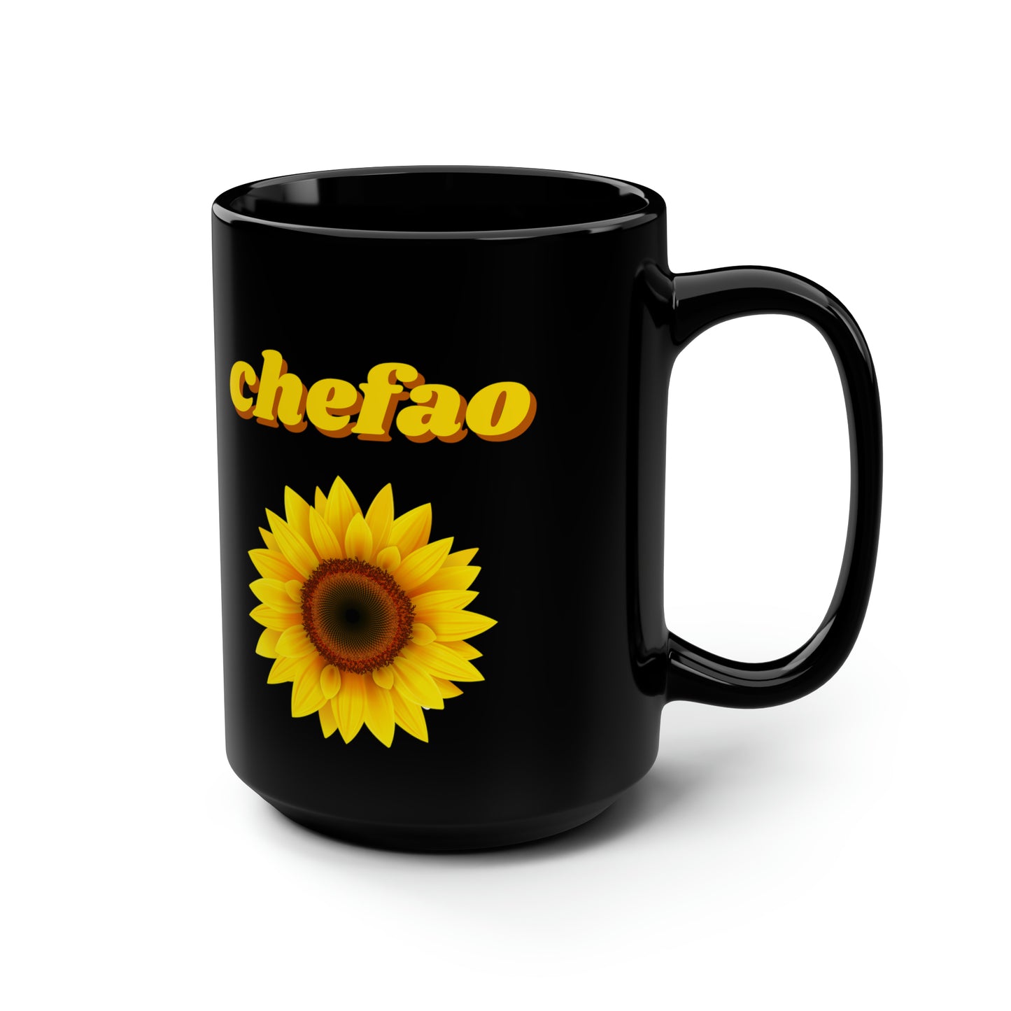 Chefao Sunflower I, Black Mug, 15oz