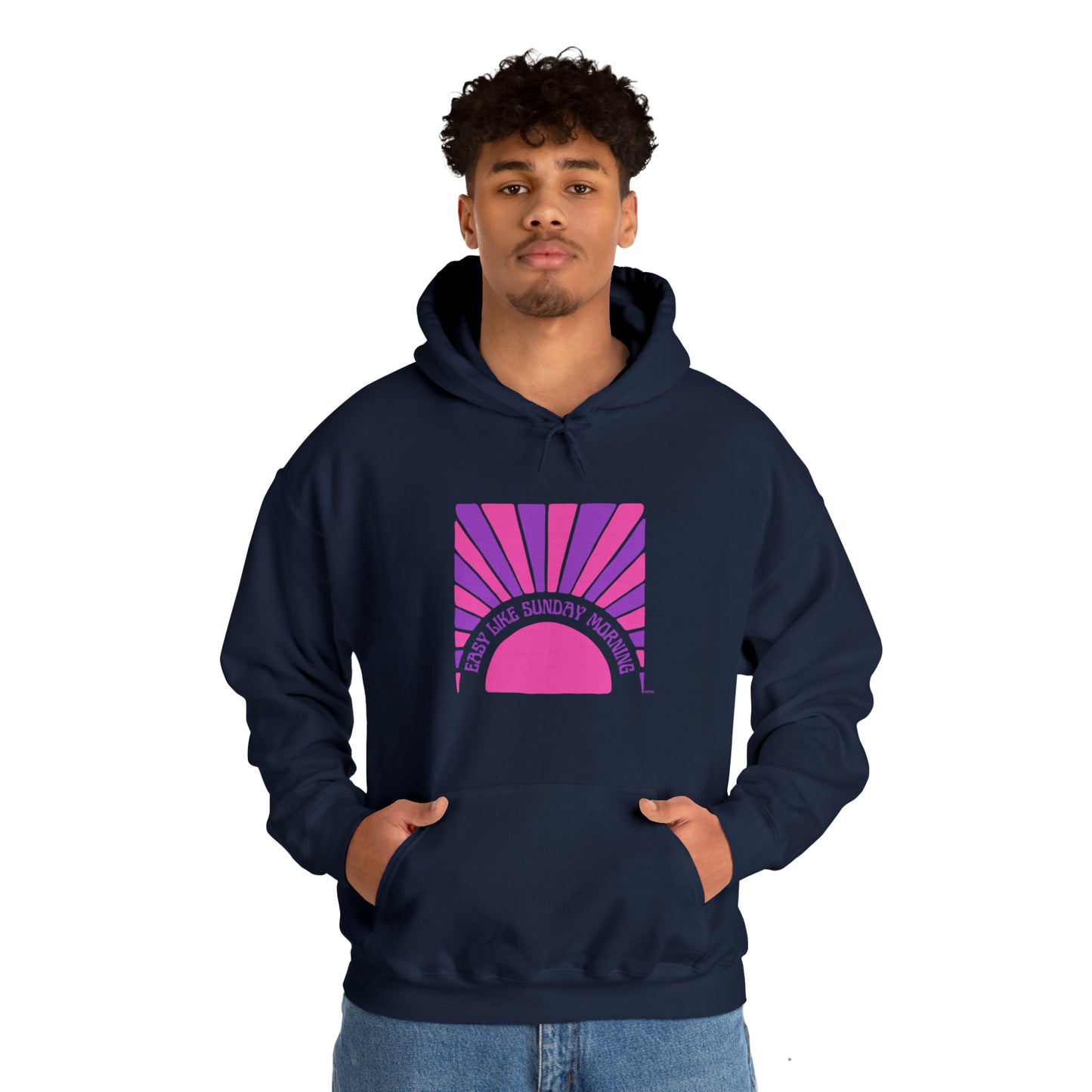 Easy Like Sunday Morning Pink & Purple, Unisex Heavy Blend Hooded Sweatshirt