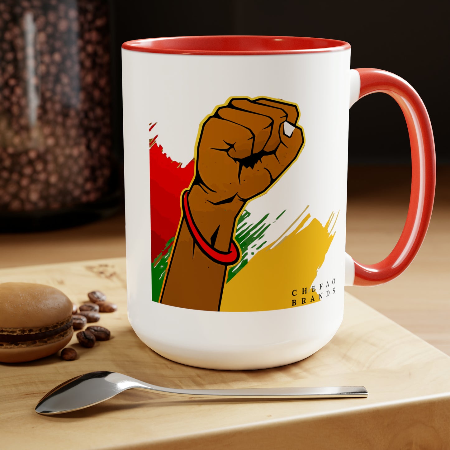 Chefao Celebrate Black History Month I, Two-Tone Coffee Mugs, 15oz