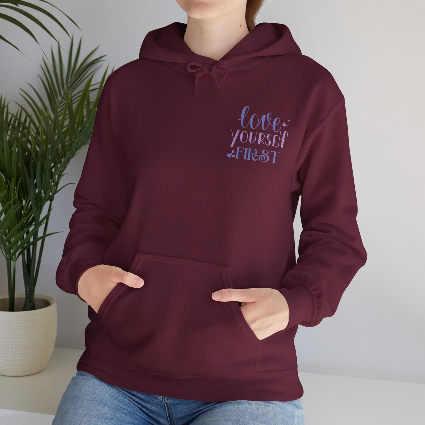 Love Yourself First I, Unisex Heavy Blend Hooded Sweatshirt