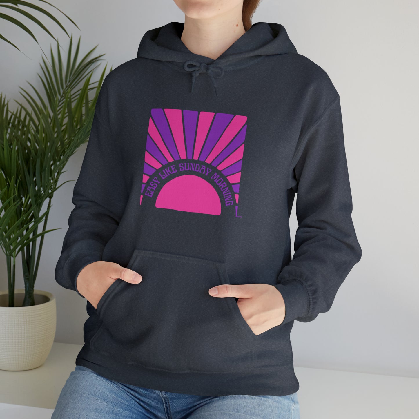Easy Like Sunday Morning Pink & Purple, Unisex Heavy Blend Hooded Sweatshirt