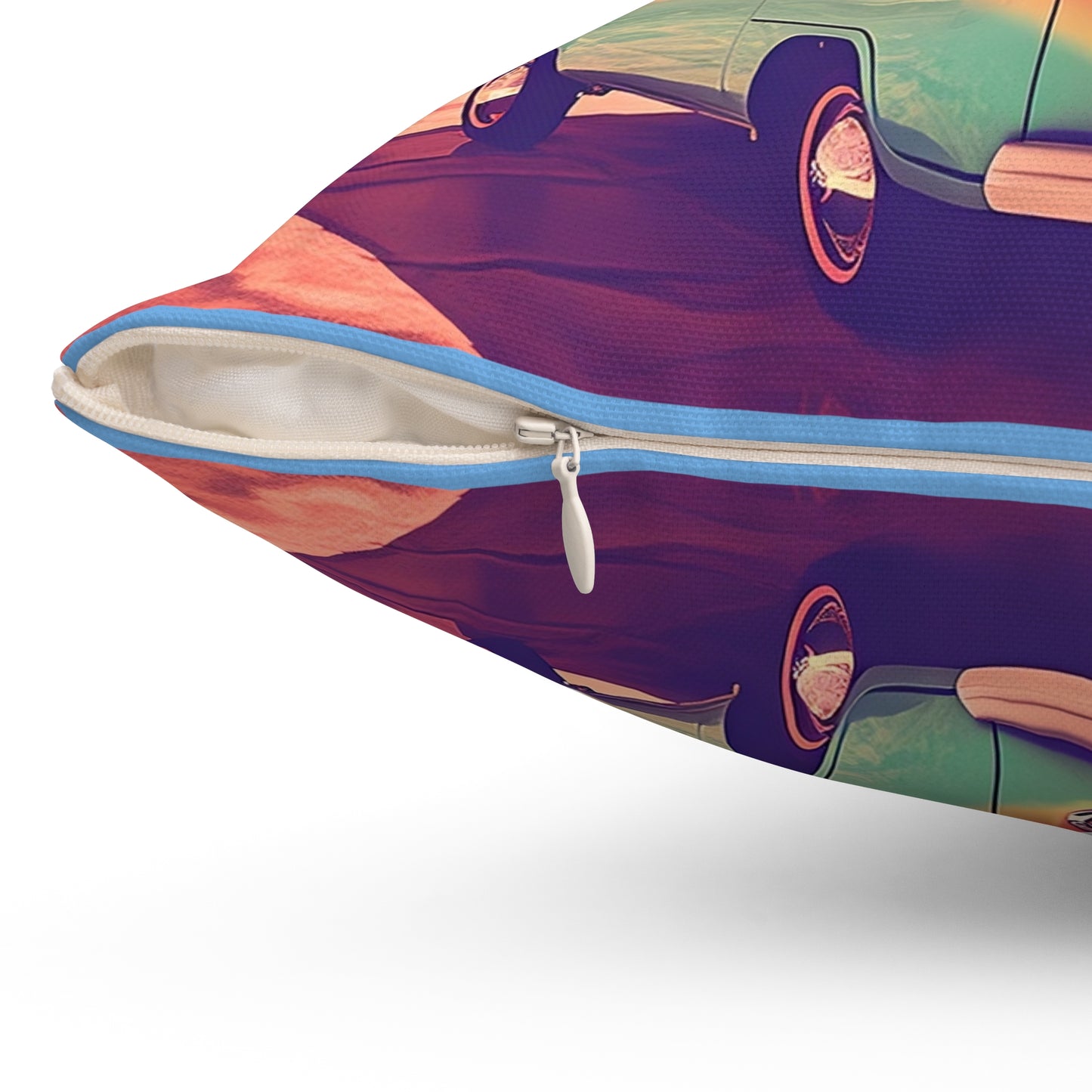 Retro Summer in Miami, Spun Polyester Square Pillow